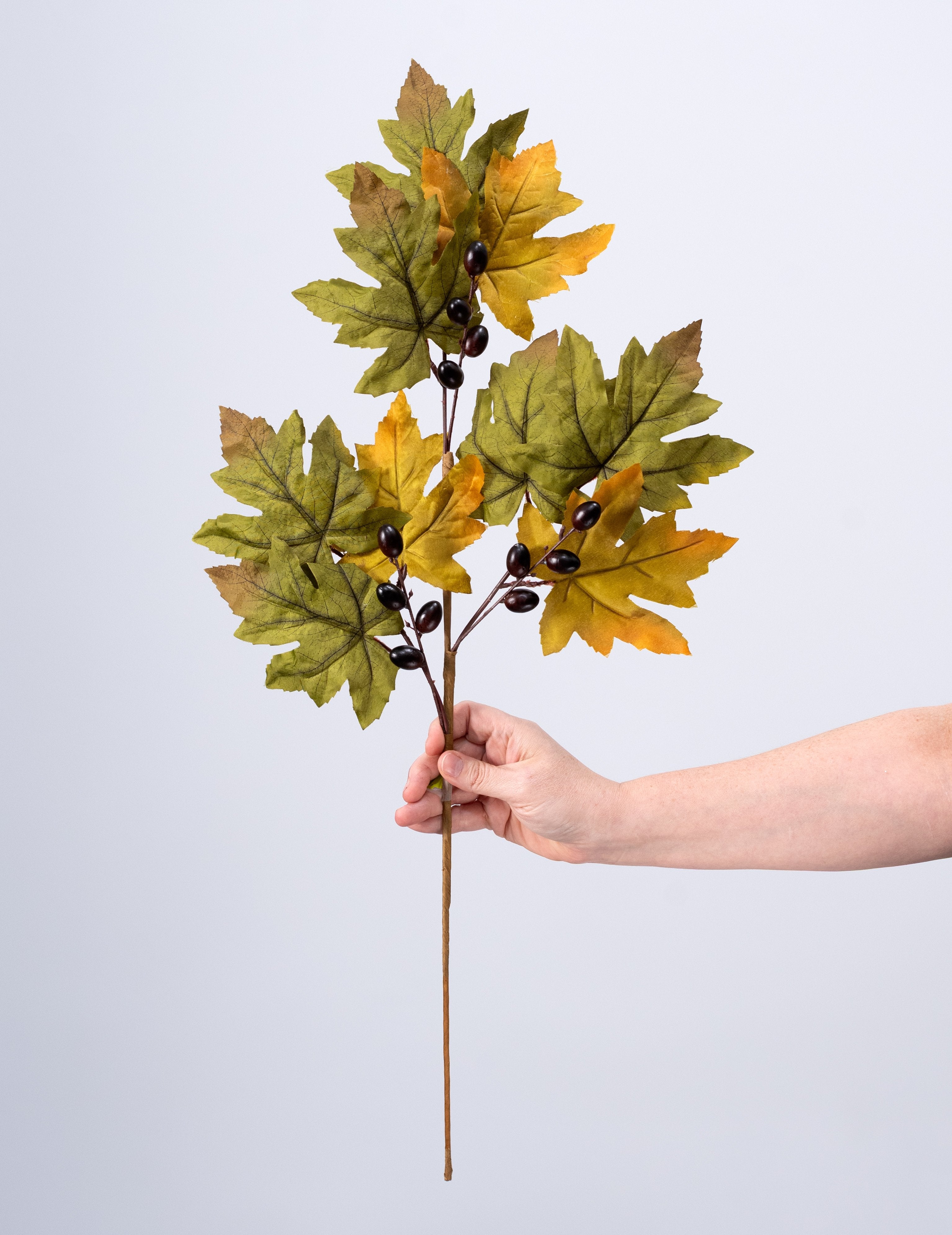 28" Maple Leaves & Acorn Spray: Sage Green detail photo 3