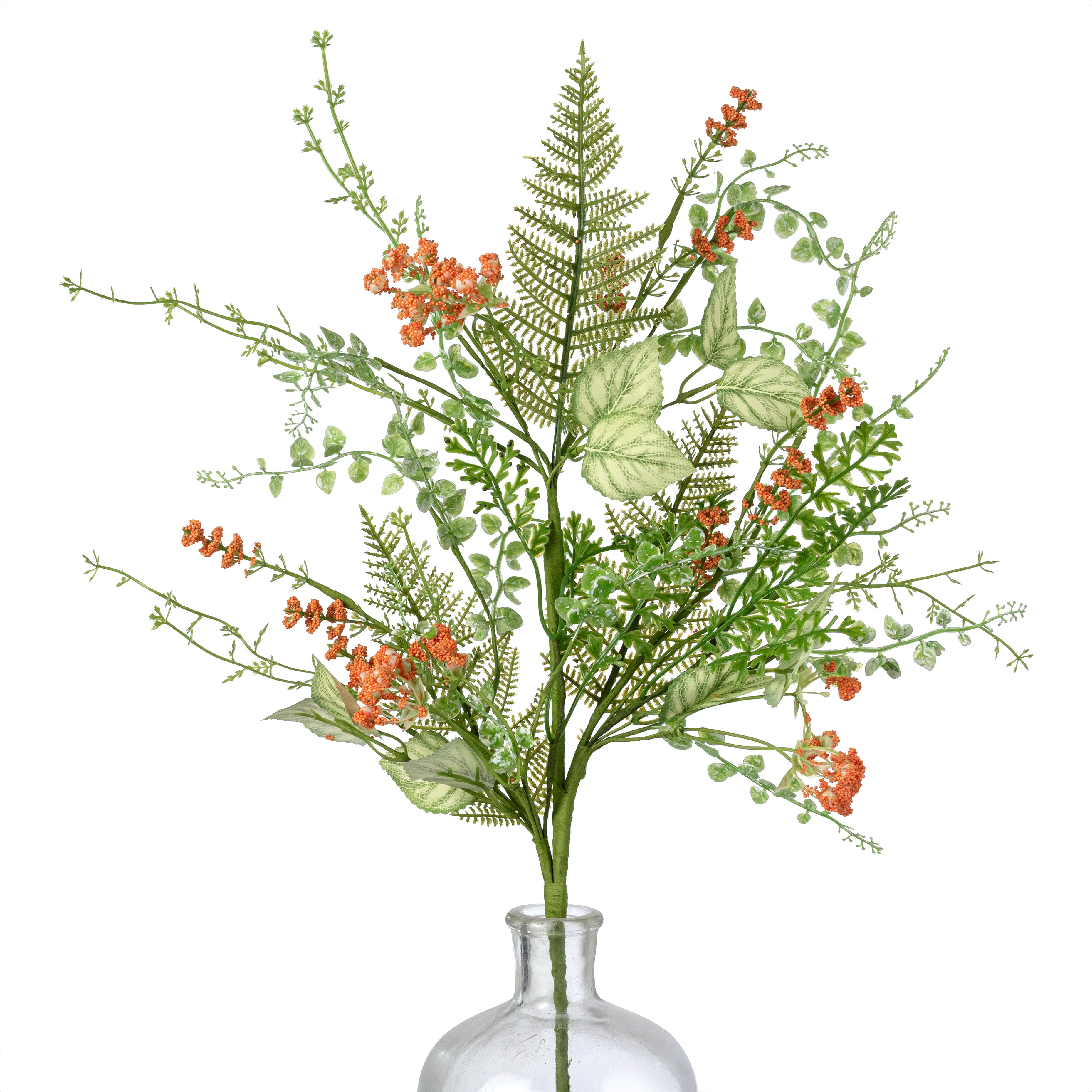 28" Mixed Ferns & Leaves Spray: Orange Item Number: 63843OR