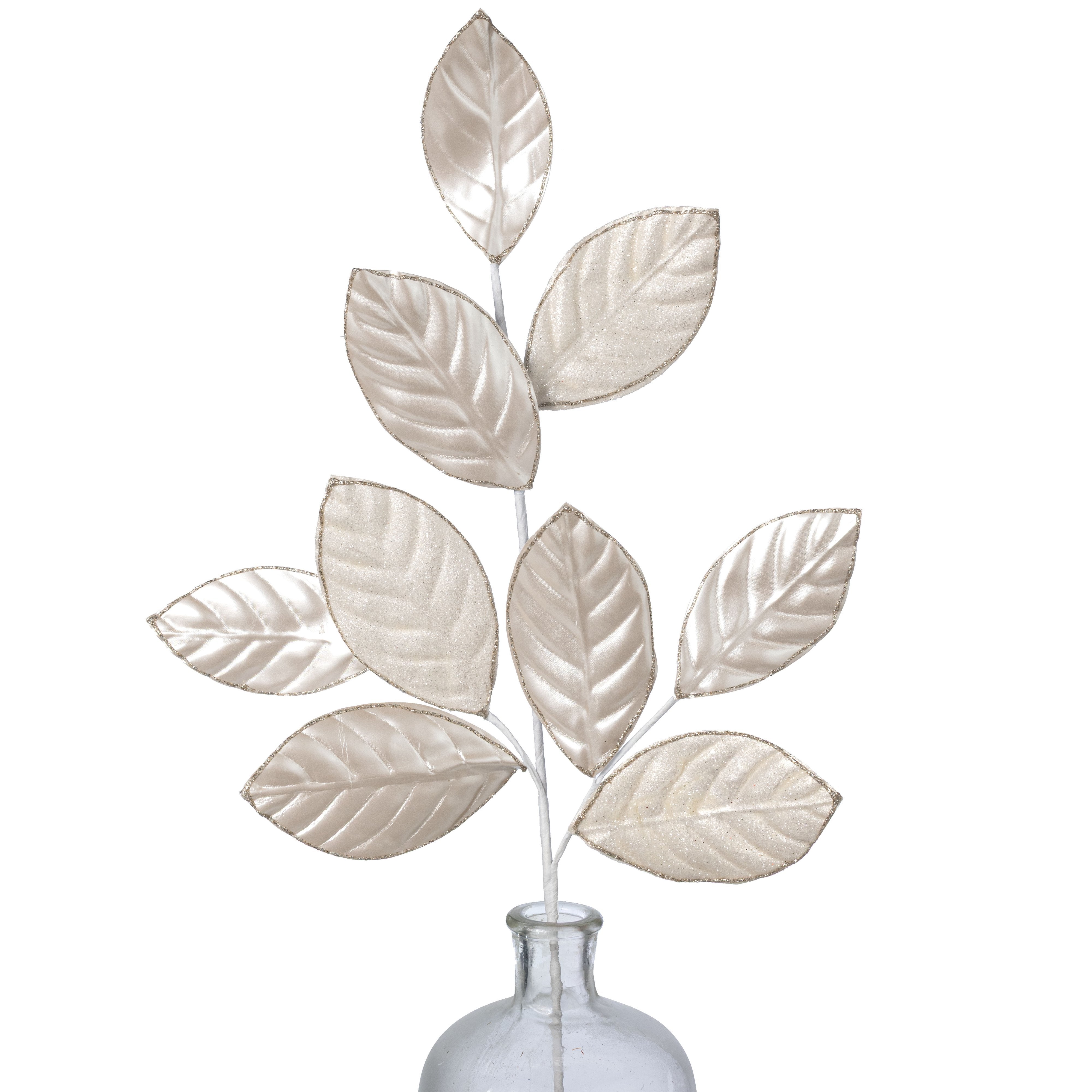 28" Sparkle Magnolia Leaves Spray: Ivory Item Number: 86949IV
