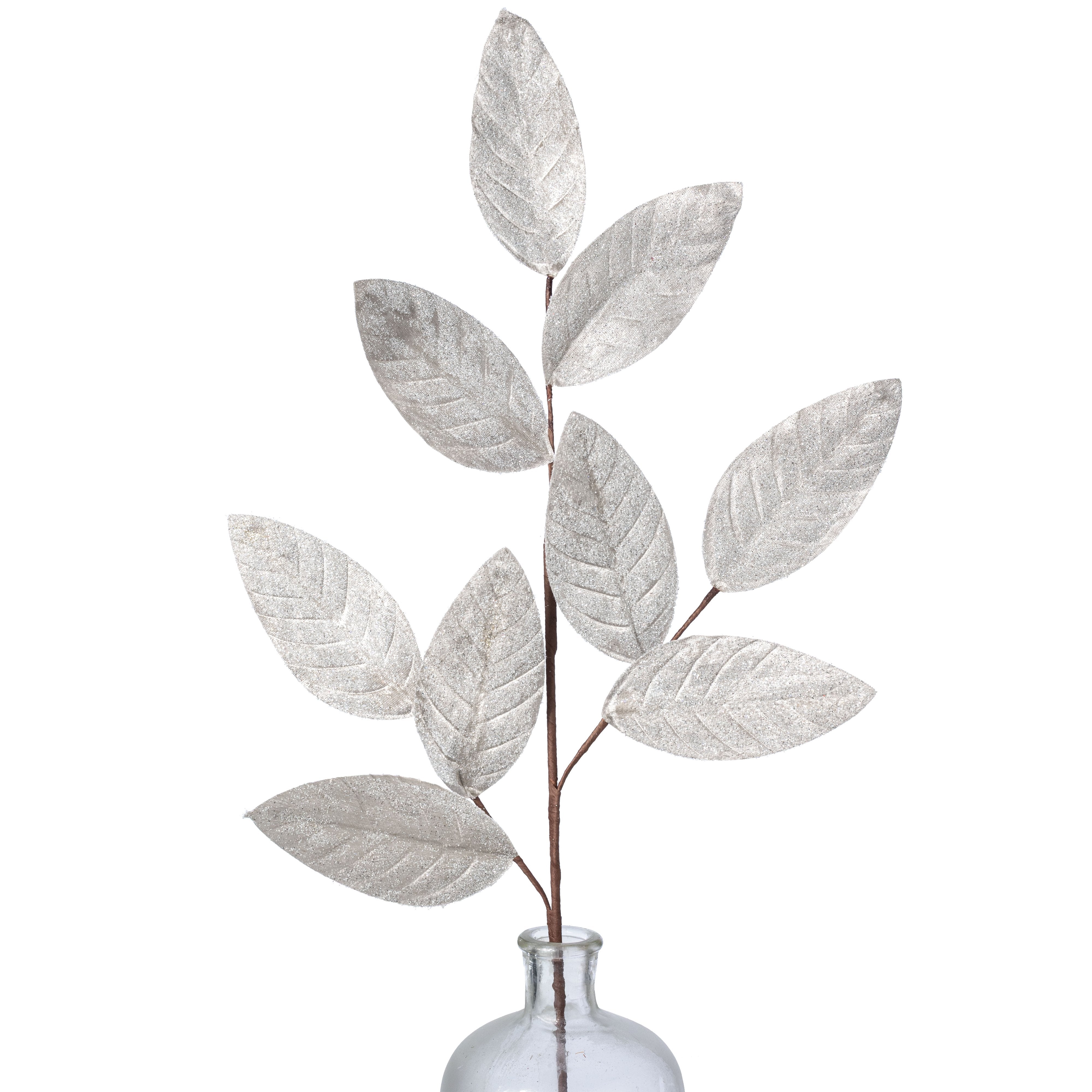 28" Sparkle Magnolia Leaves Spray: Platinum Item Number: 86948PT