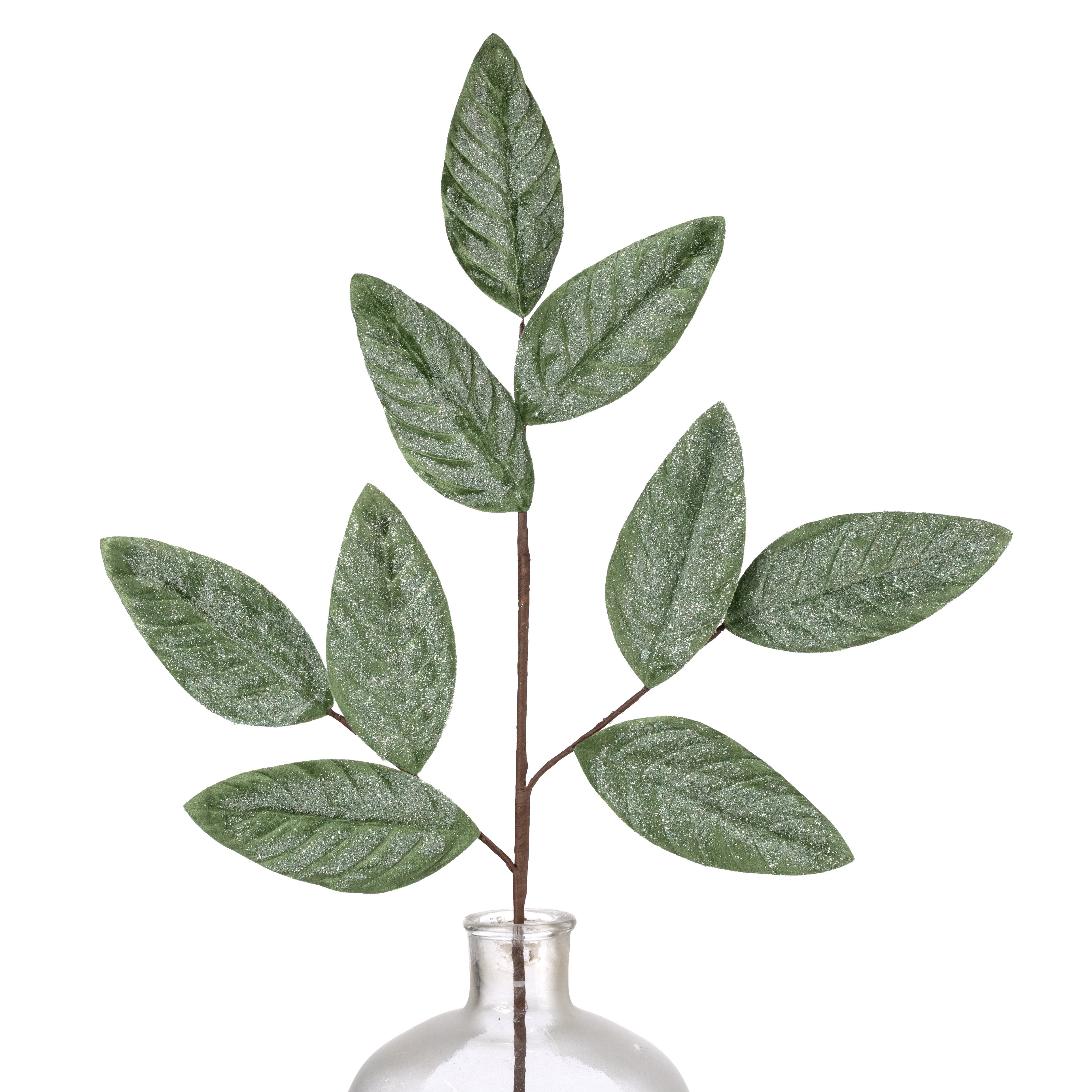 28" Sparkle Magnolia Leaves Spray: Sage Green Item Number: 86948GN