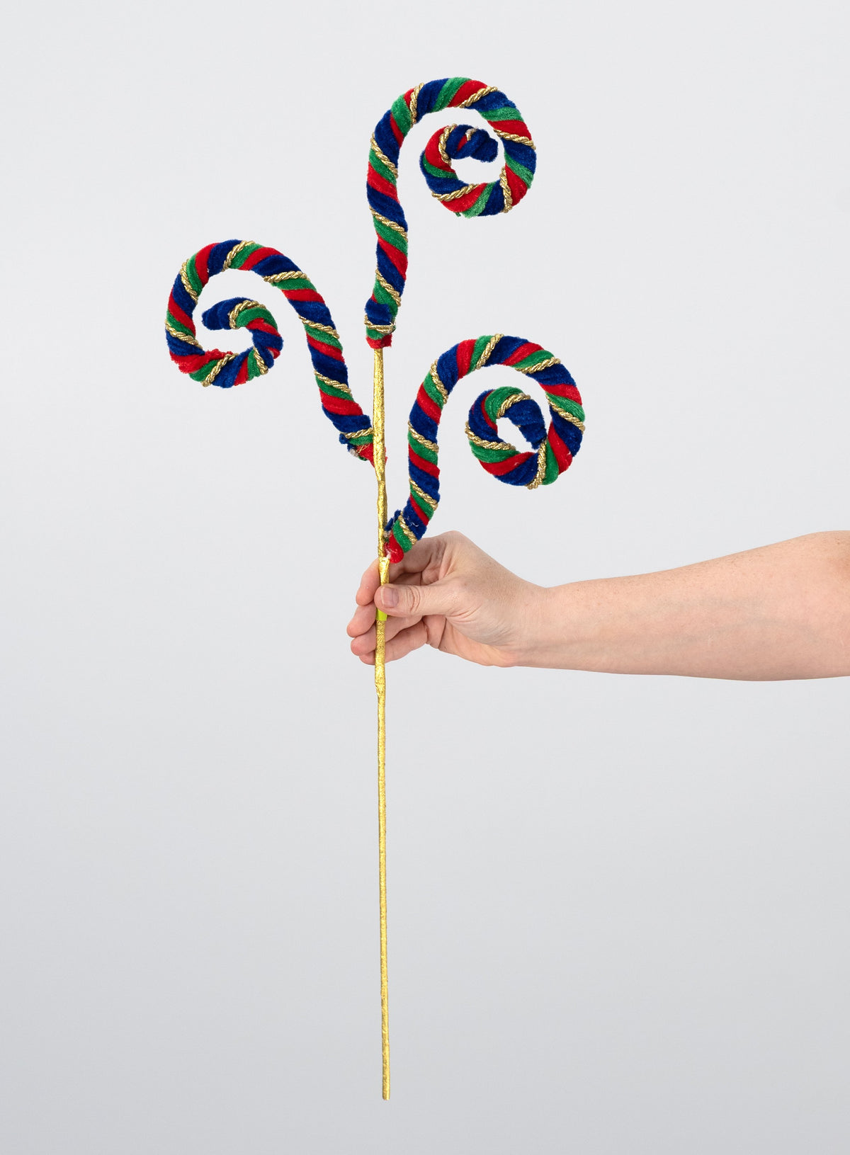 28" Stripe Spiral Curly Spray: Preppy Christmas detail photo 3