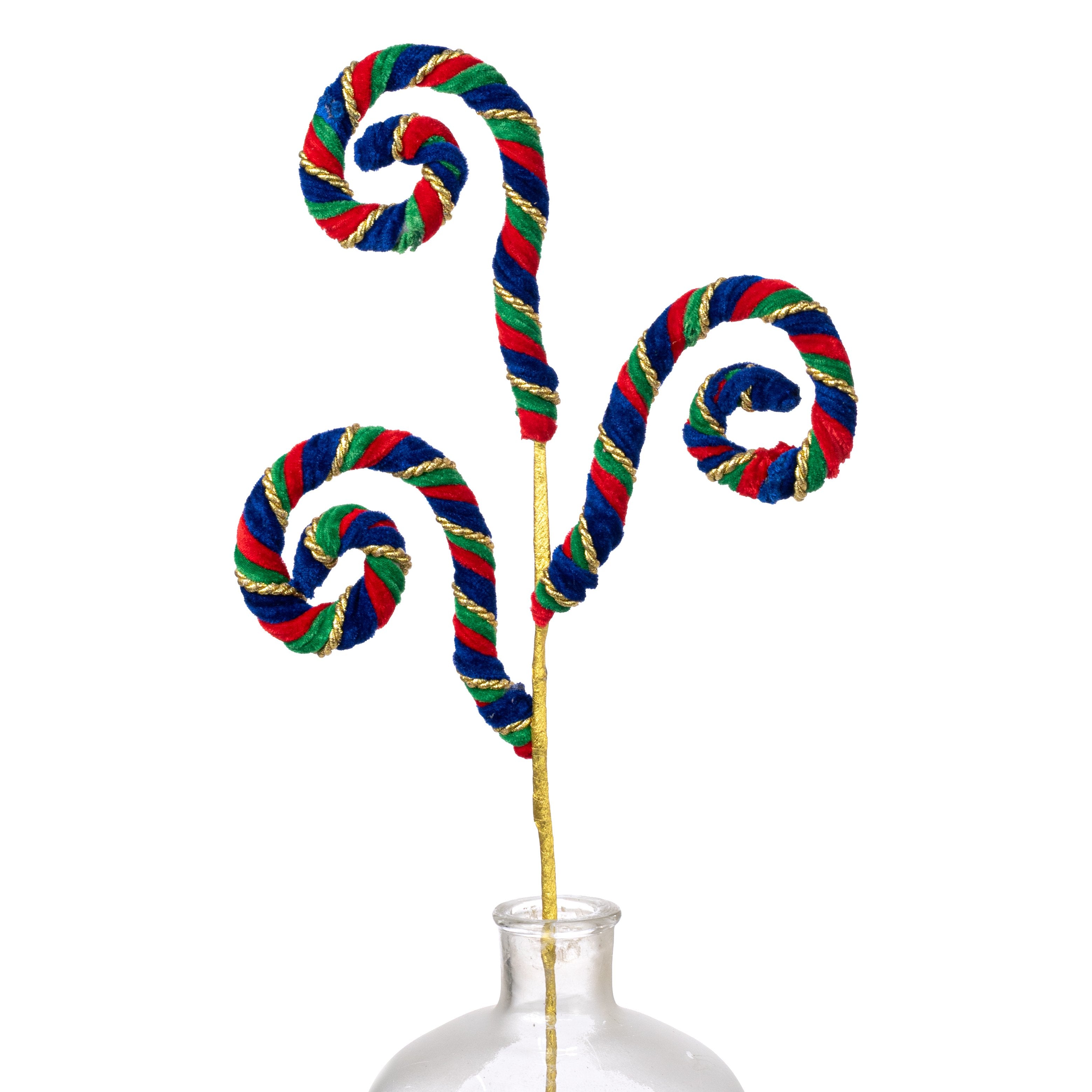 28" Stripe Spiral Curly Spray: Preppy Christmas Item Number: 86762RGB