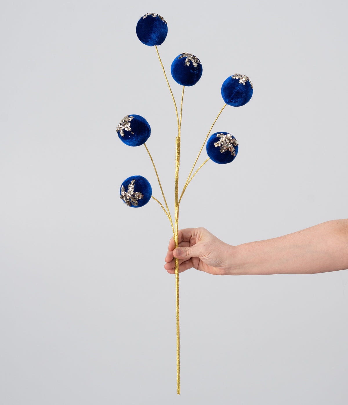 28" Velvet Sequin Drip Ball Spray: Royal Blue detail photo 3