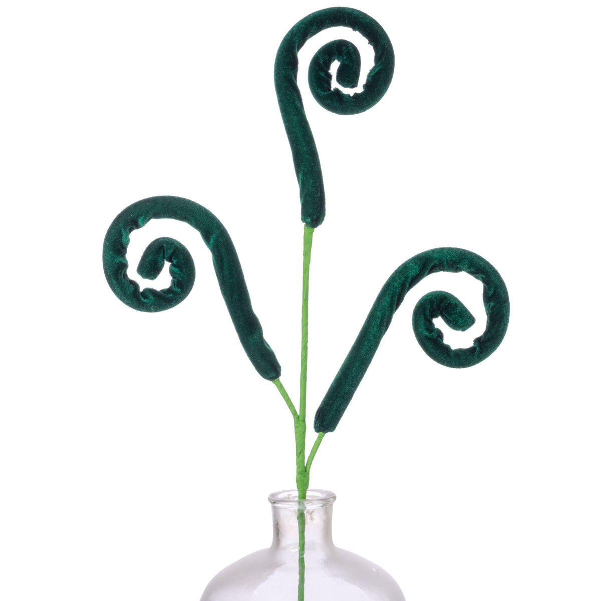 28" Velvet Spiral Curly Spray: Emerald Green Item Number: 86742GN