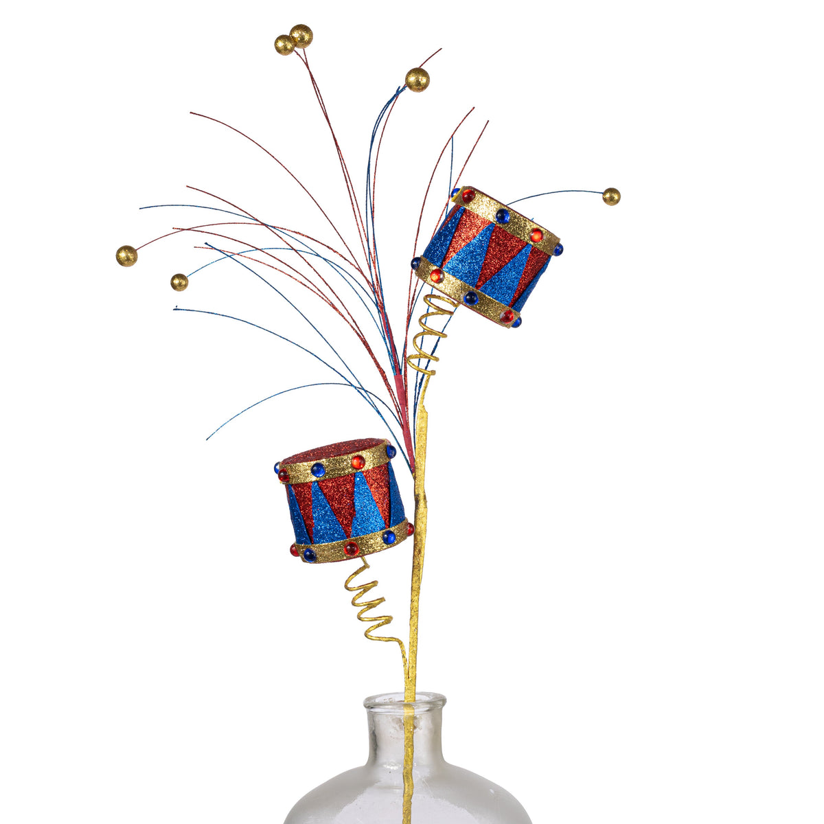 29" Glitter Drum Spray: Red & Blue Item Number: 86625RDBL