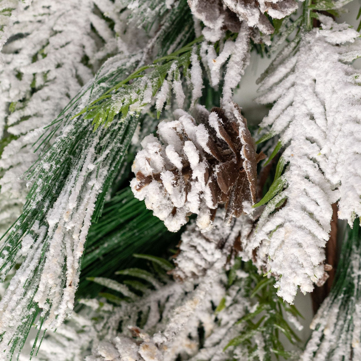 29" Heavy Snow Flocked Mixed Pine Teardrop detail photo 5