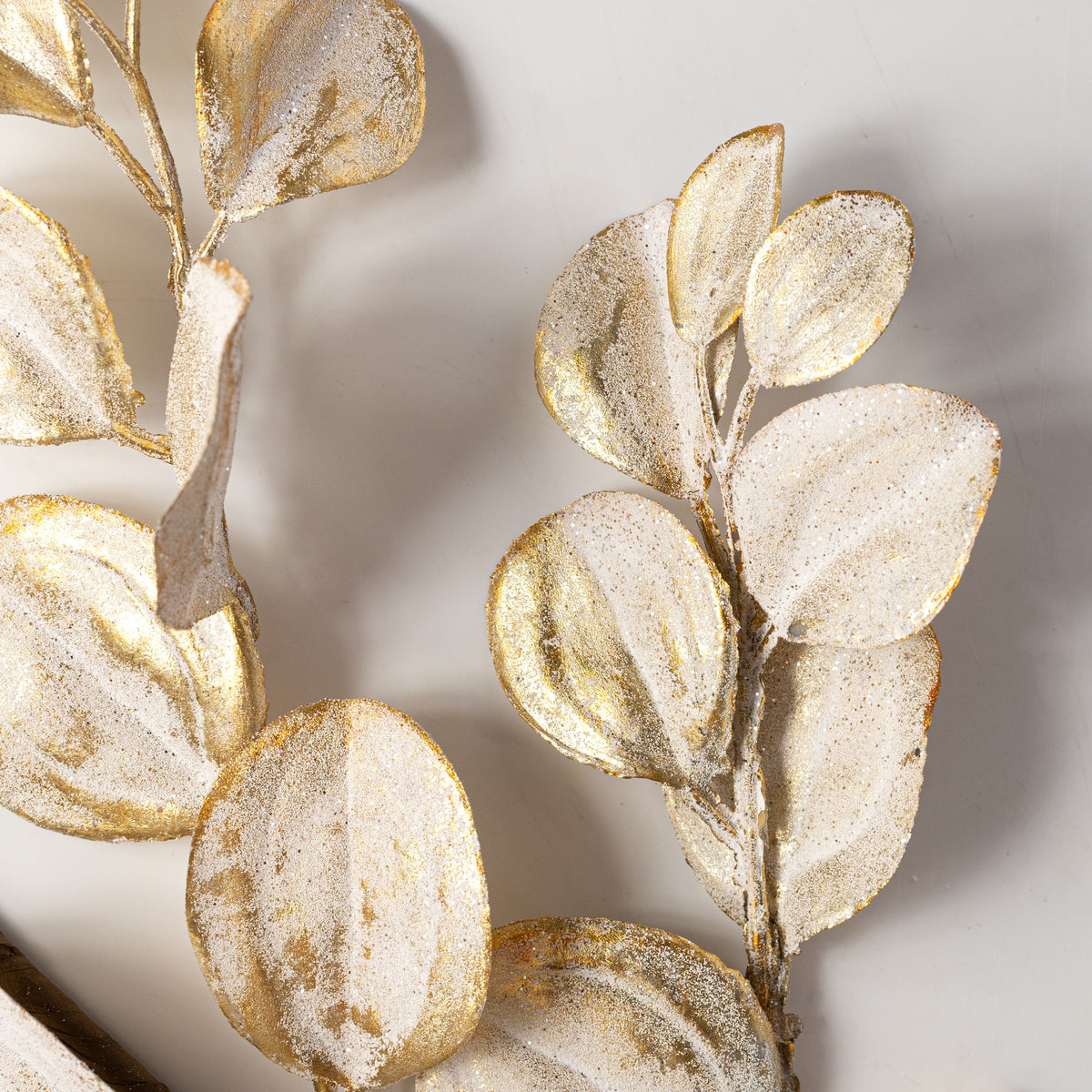30" Faux Apple Leaf Spray: Frosted Gold Lifestyle Photo