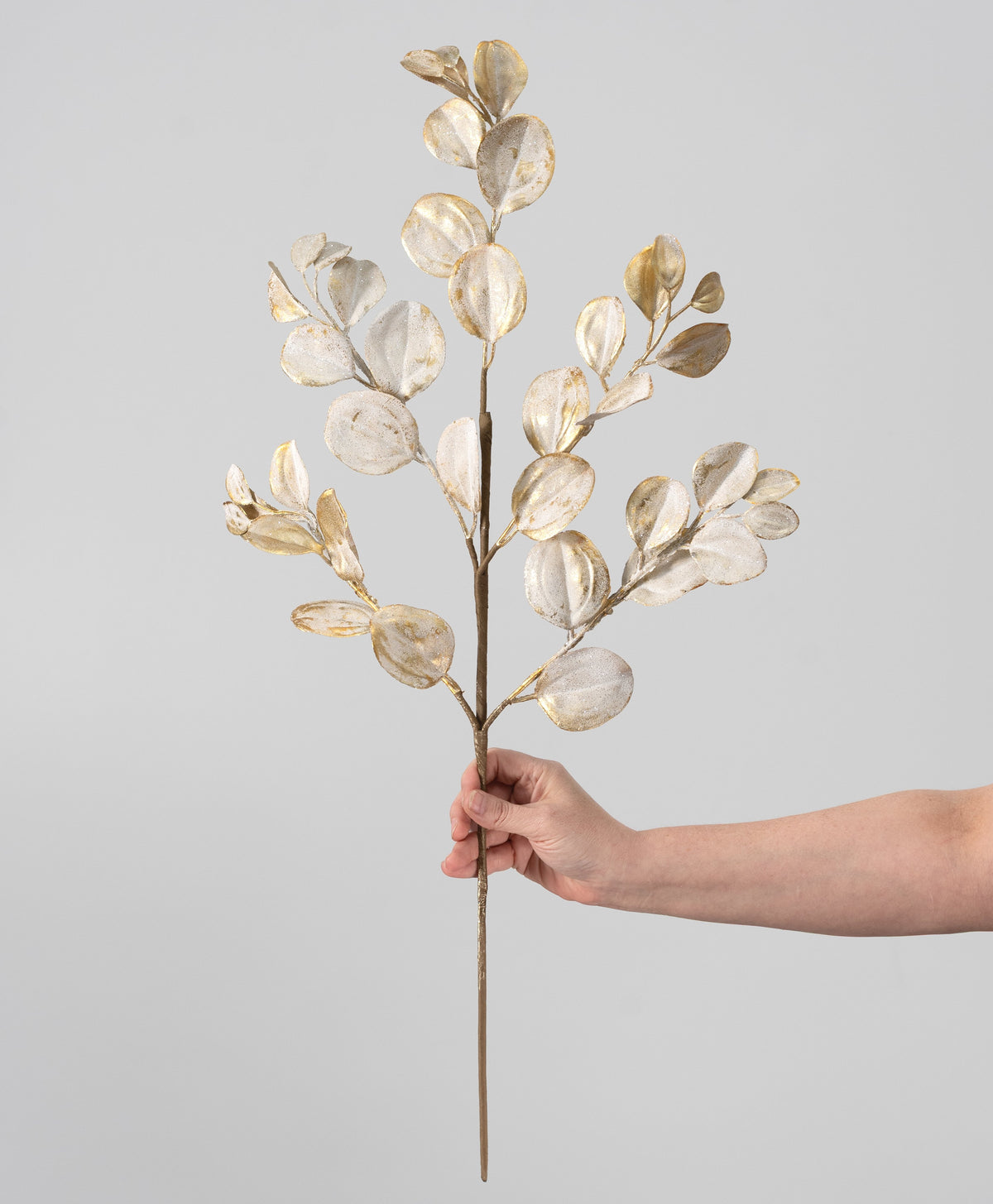 30" Faux Apple Leaf Spray: Frosted Gold detail photo 3