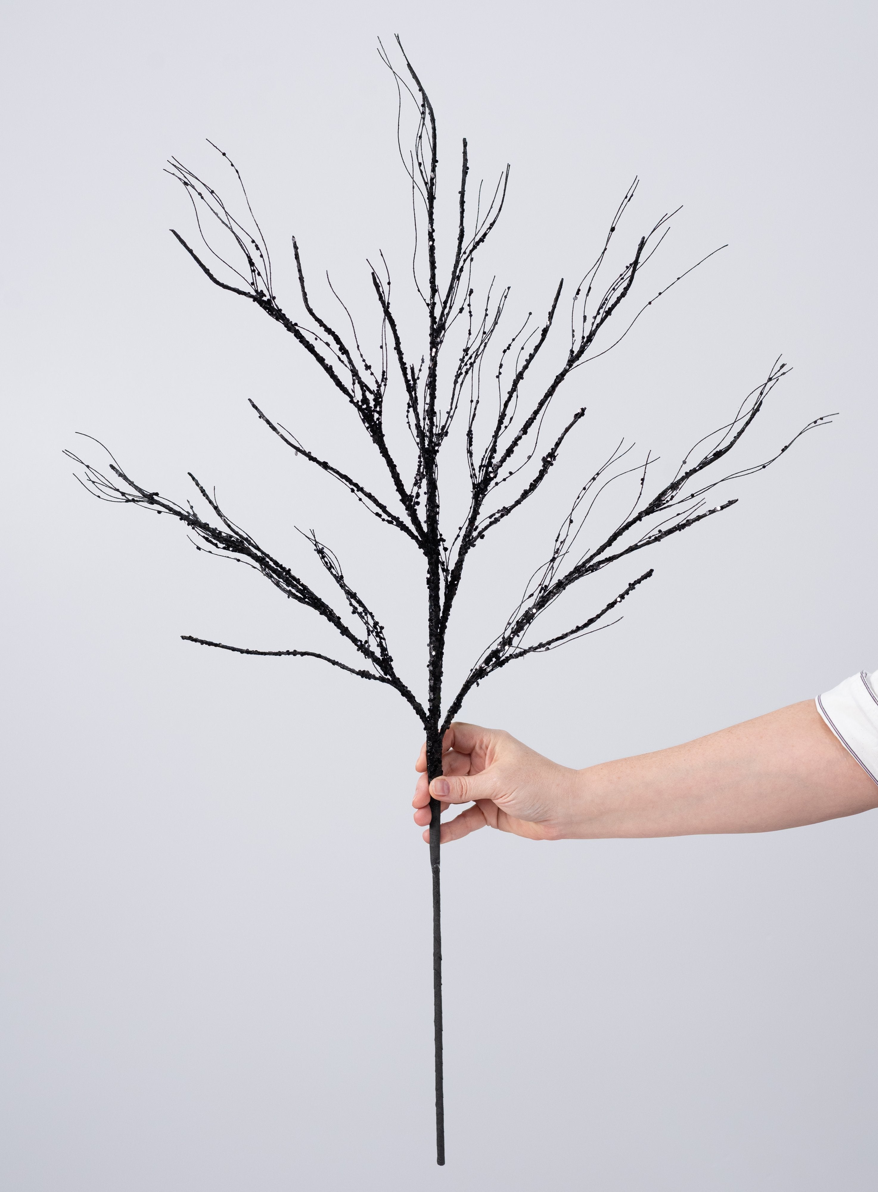 30" Glittered Twig Spray: Black detail photo 3