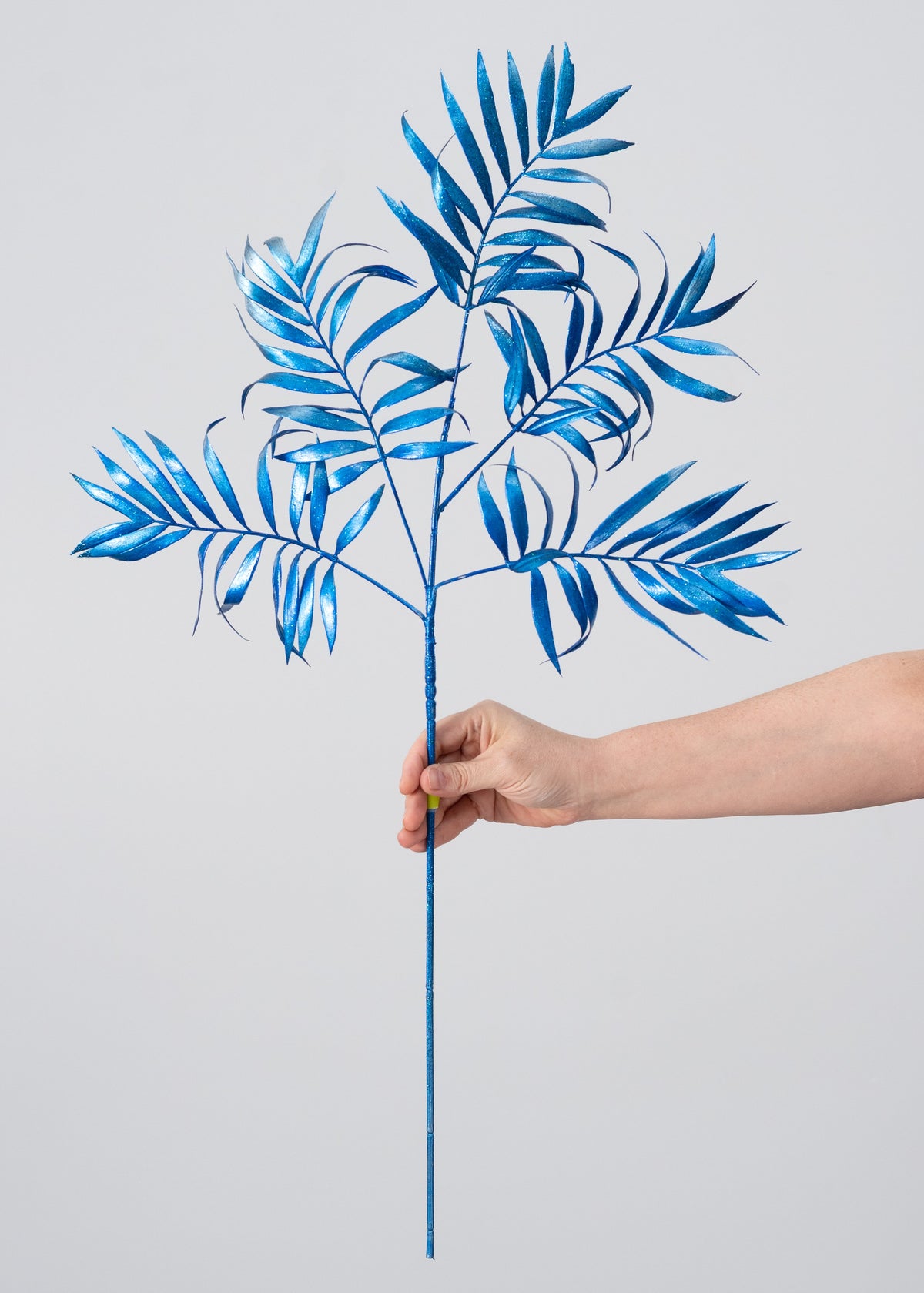 30" Plastic Metallic Palm Fern Spray: Blue detail photo 3