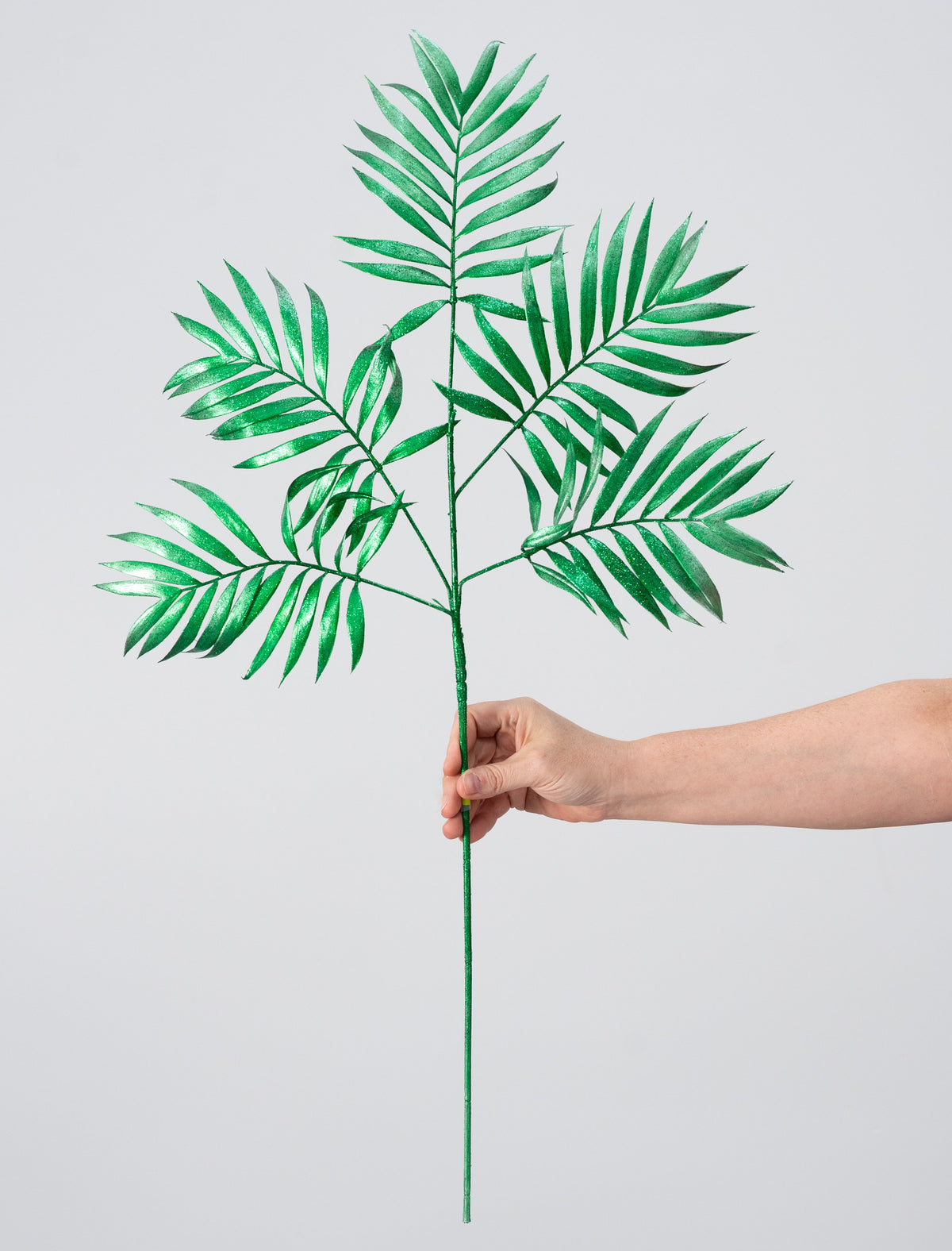 30" Plastic Metallic Palm Fern Spray: Green detail photo 3