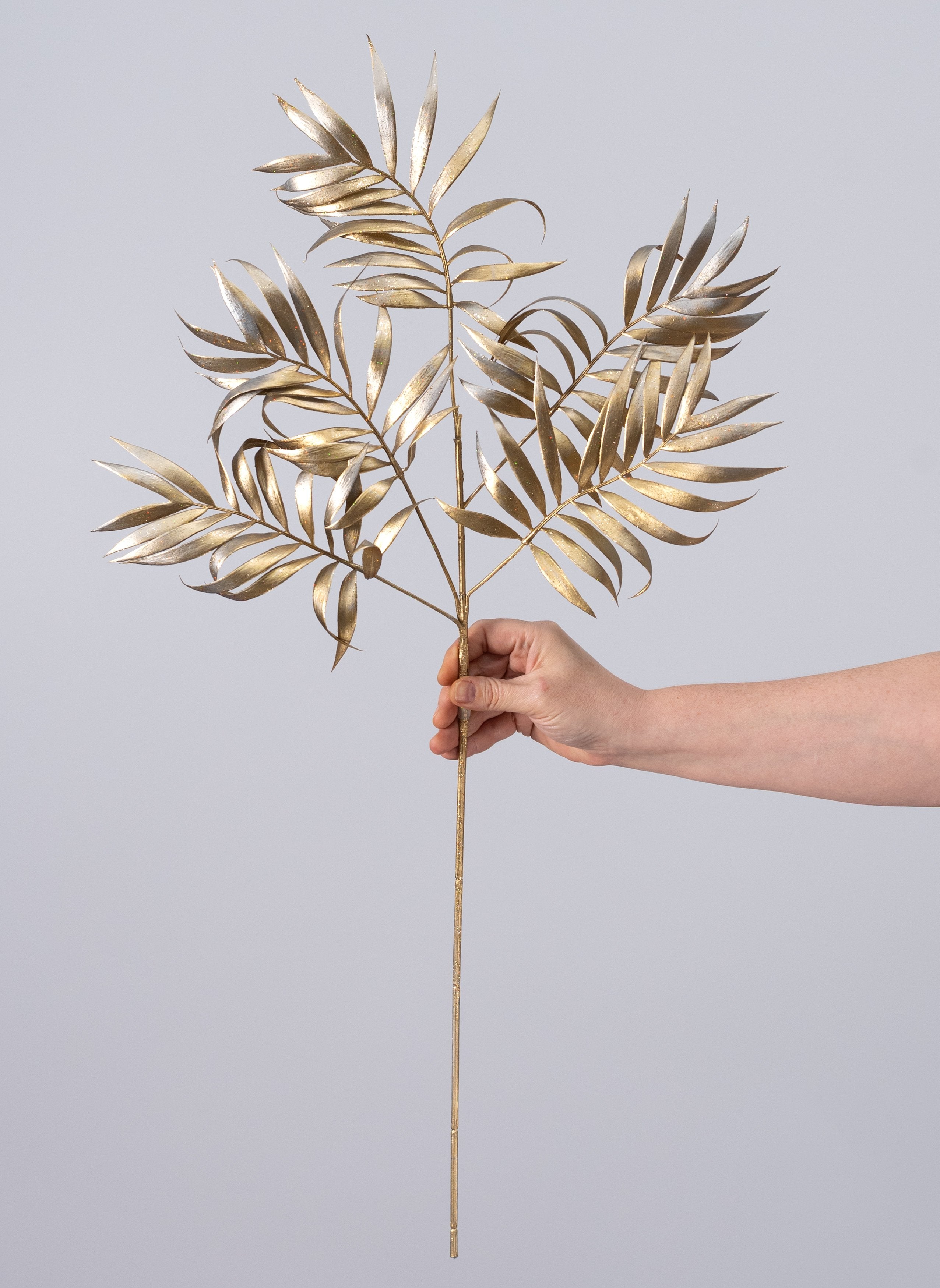 30" Plastic Metallic Palm Fern Spray: Metallic Gold detail photo 3