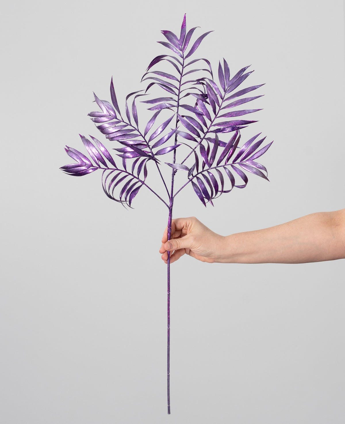 30" Plastic Metallic Palm Fern Spray: Purple detail photo 3