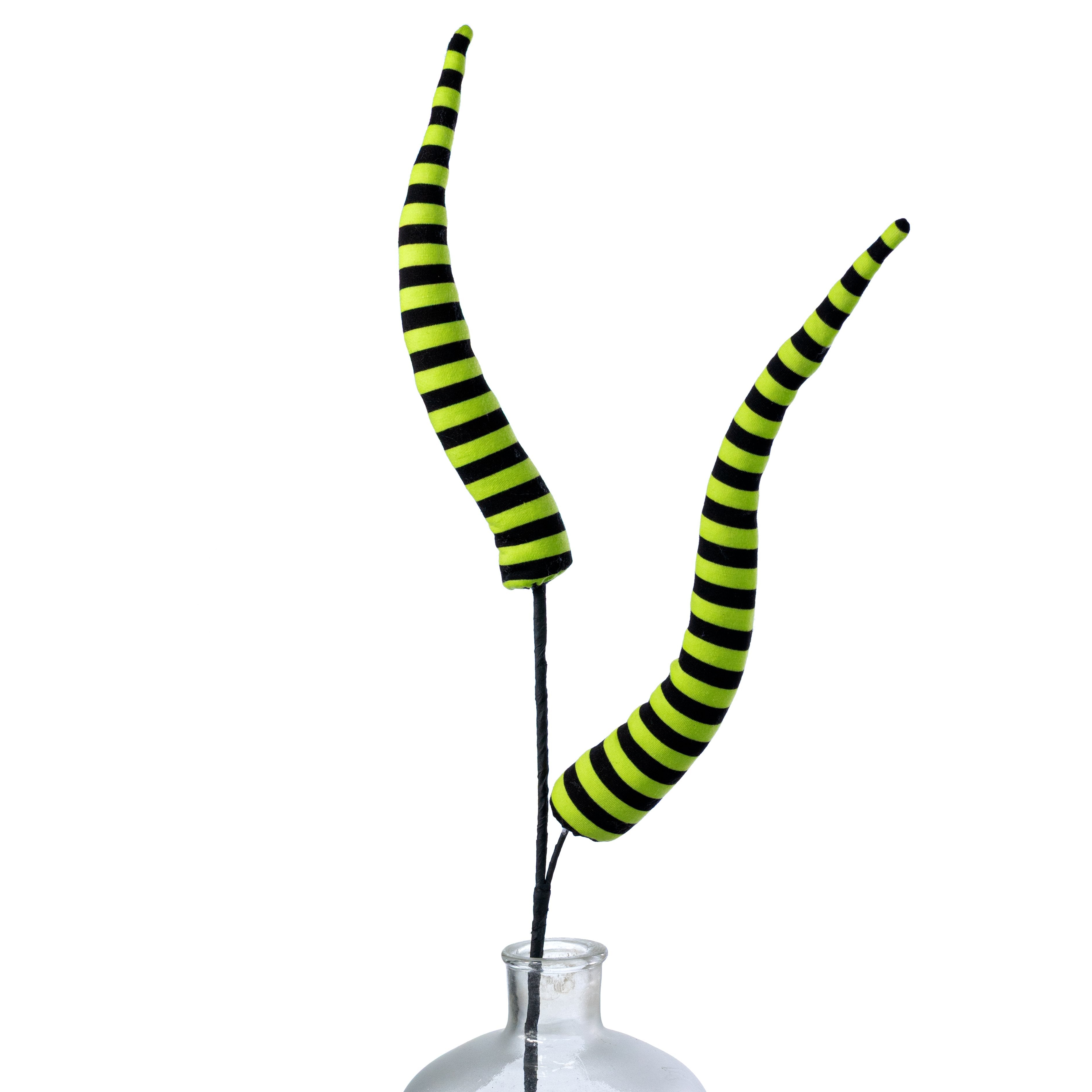 30" Stripe Fabric Horn Spray: Black & Green Item Number: 57380BKGN
