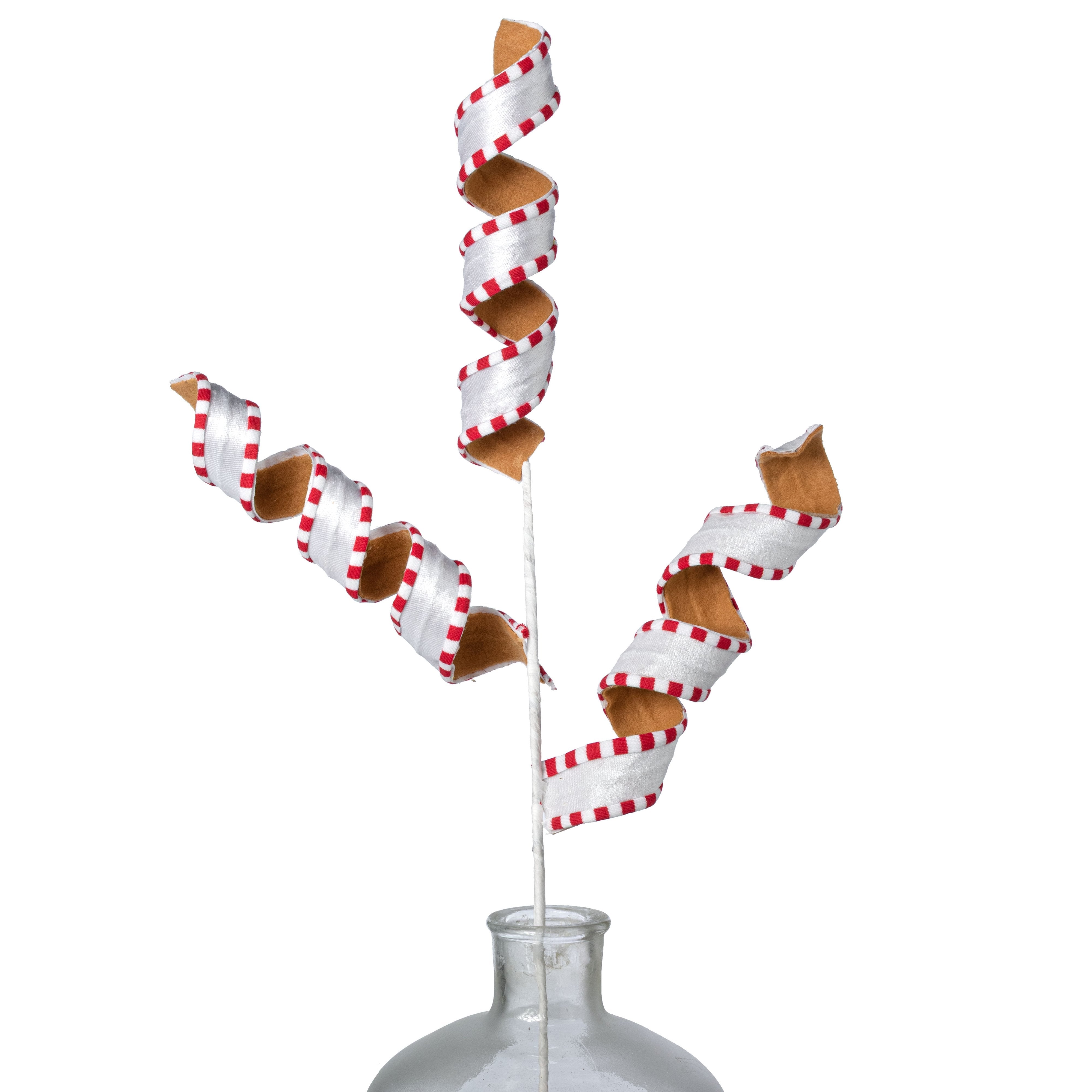 30" Velvet Curly Spray: Candy Cane Gingerbread Item Number: 86756RDWTBN