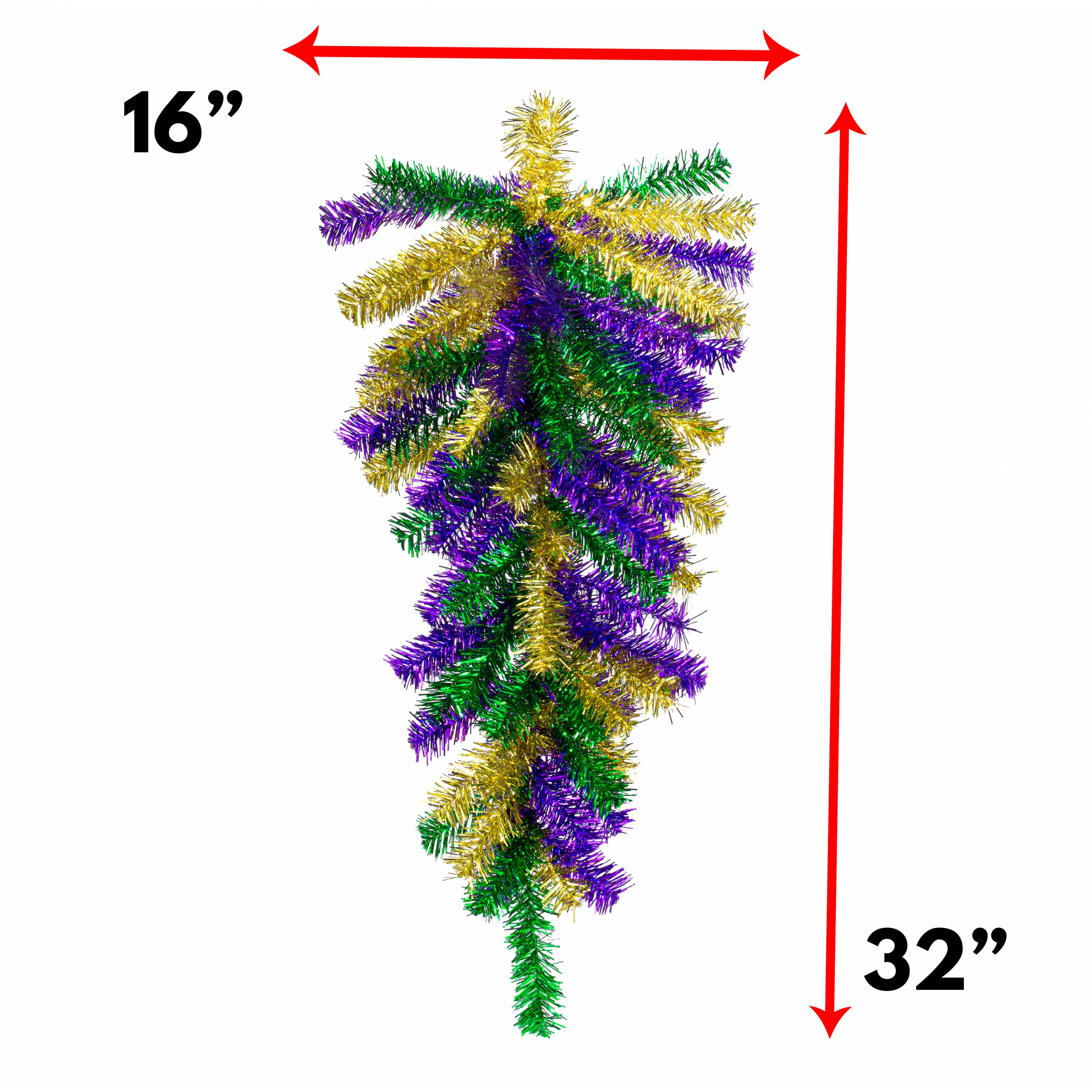 30" Pine Teardrop Swag: Metallic Mardi Gras (70 Tips)