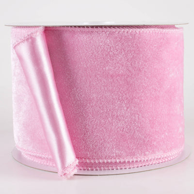 4" Deluxe Velvet Satin Backing Ribbon: Light Pink (10 Yards)