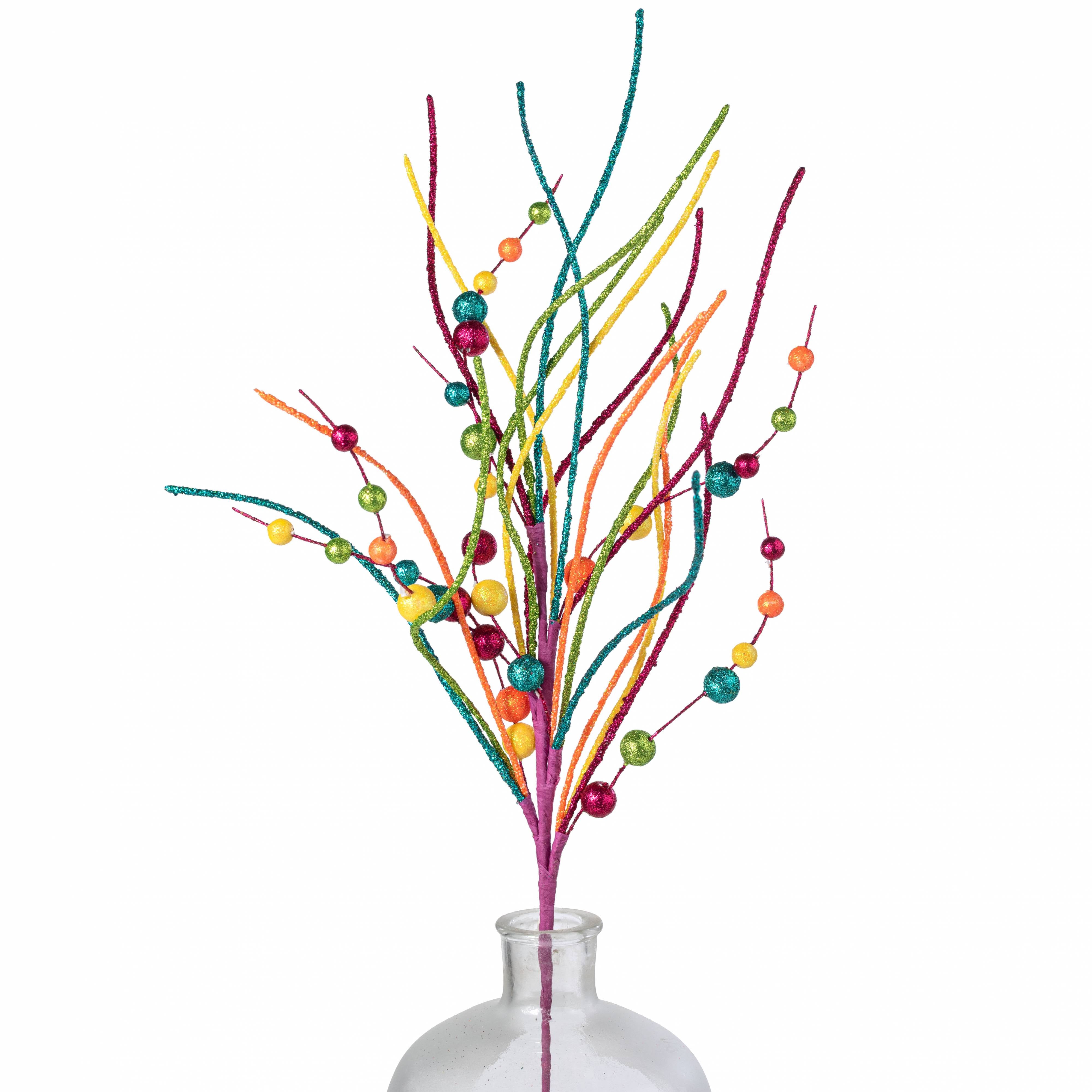 31" Glittered Balls & Twigs Spray: Fiesta Item Number: XS1530MN