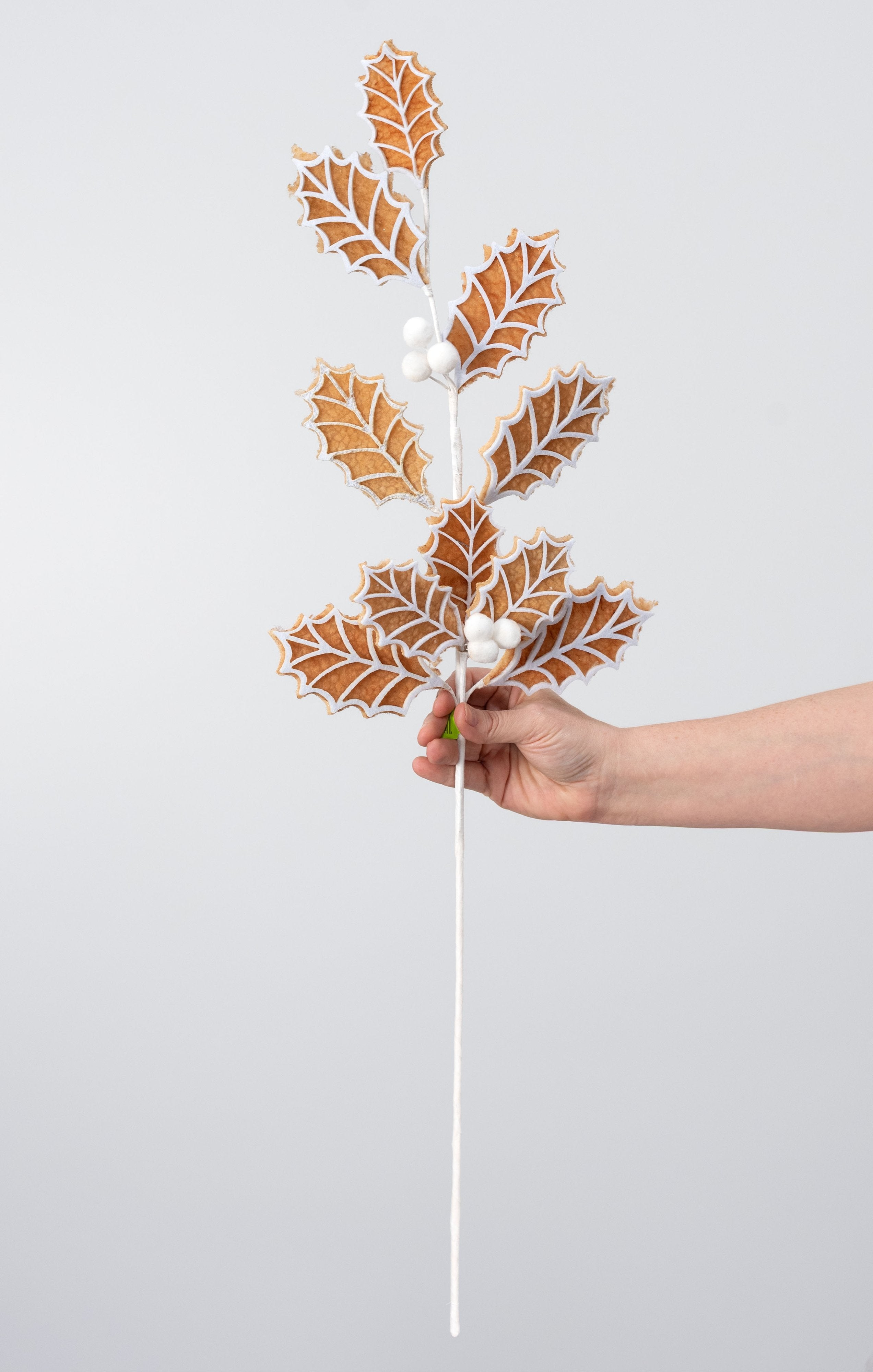 31" Holly Leaves & Balls Spray: Gingerbread detail photo 3