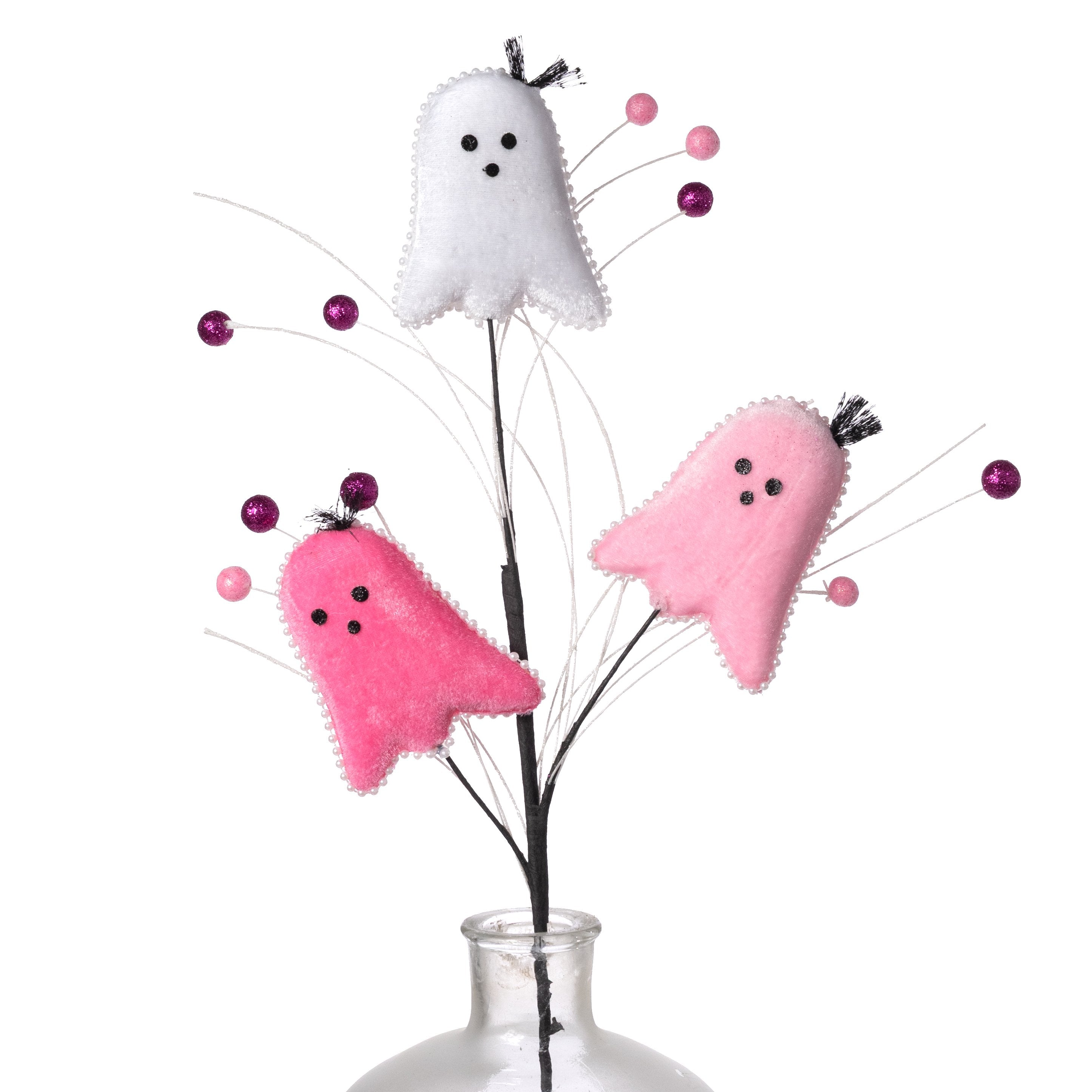 31" Velvet Ghost & Ball Spray: Multi Pink Item Number: HH1414