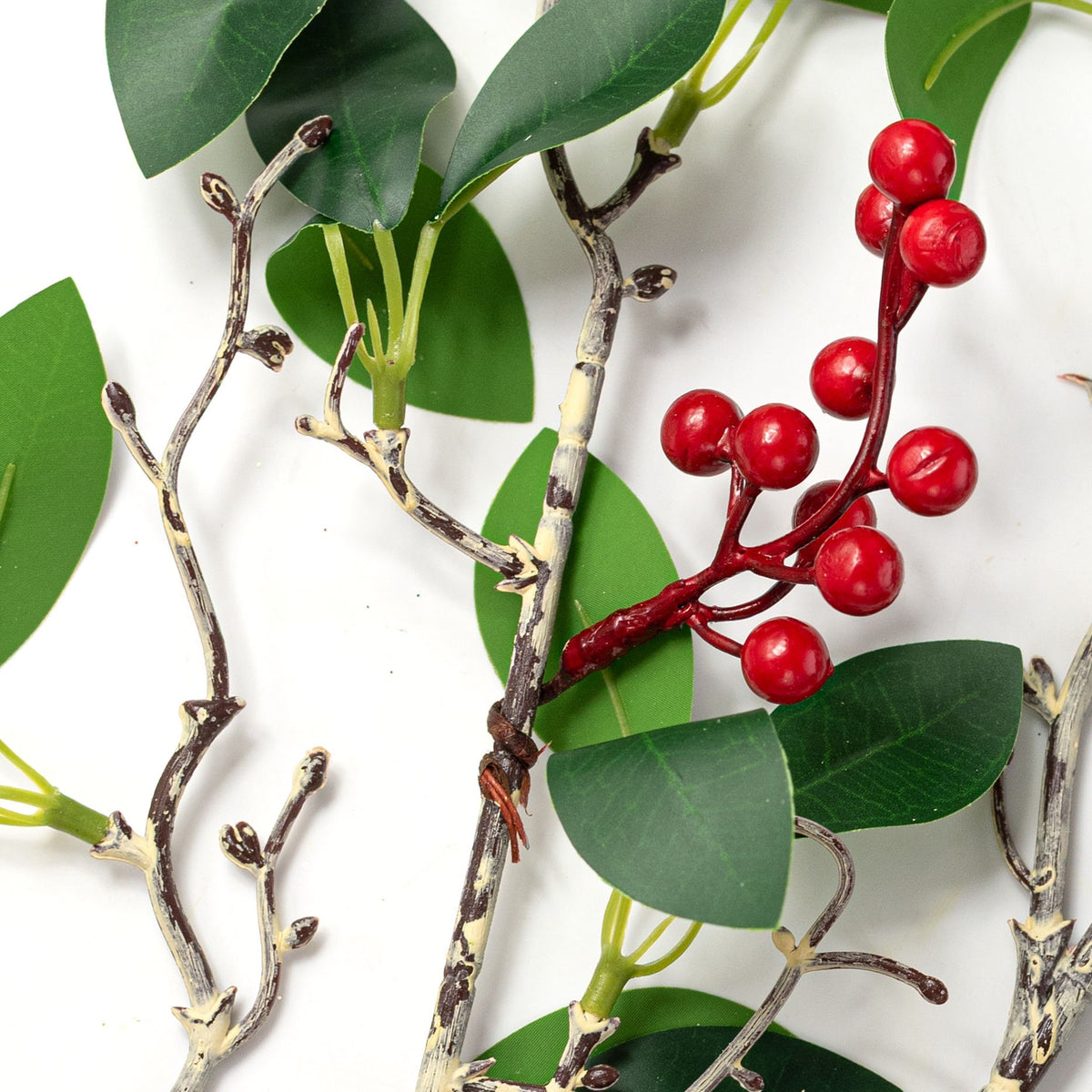 32" Berry & Leaves Spray: Green & Red Lifestyle Photo
