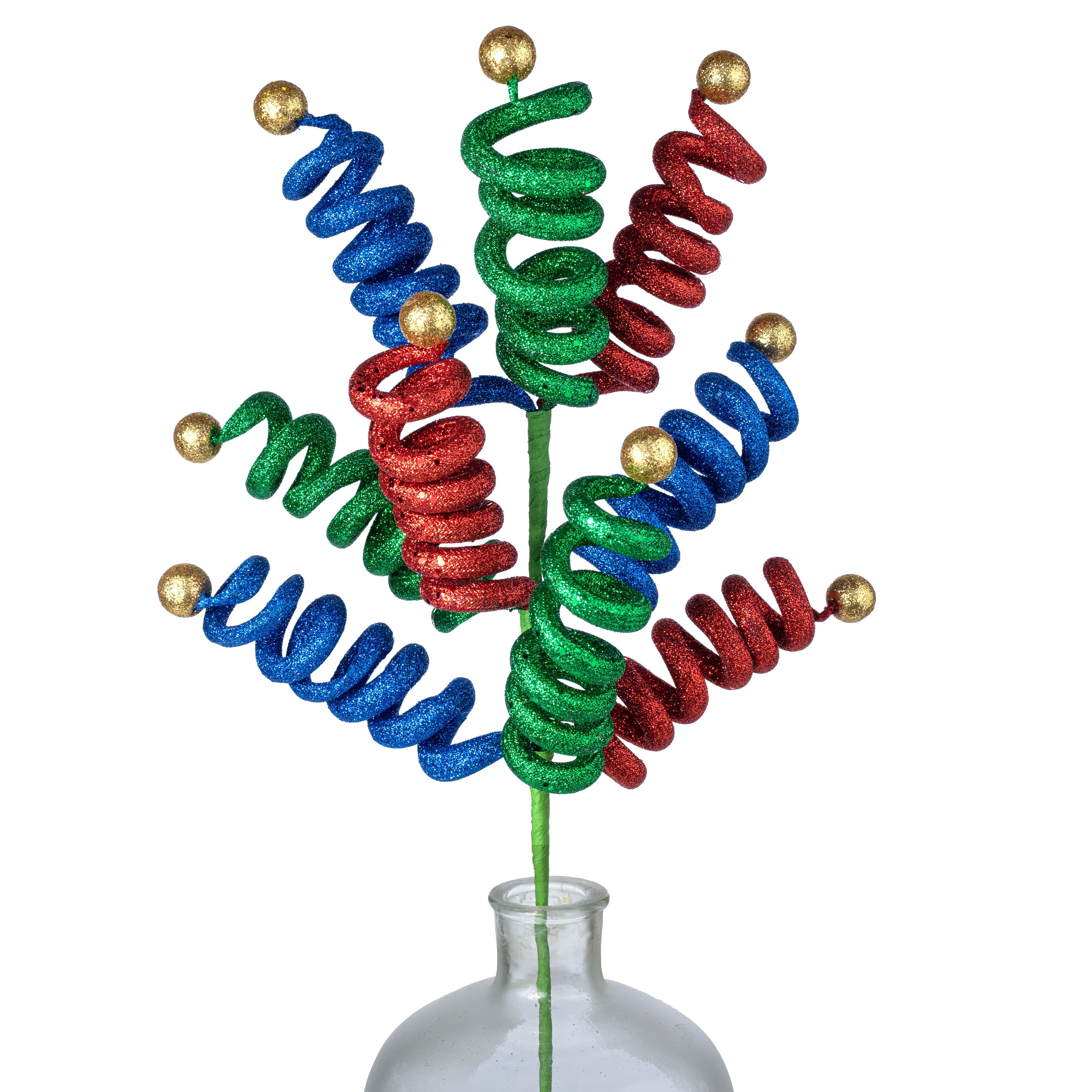 32" Curly Ball Spray: Preppy Christmas Item Number: 82617RGB