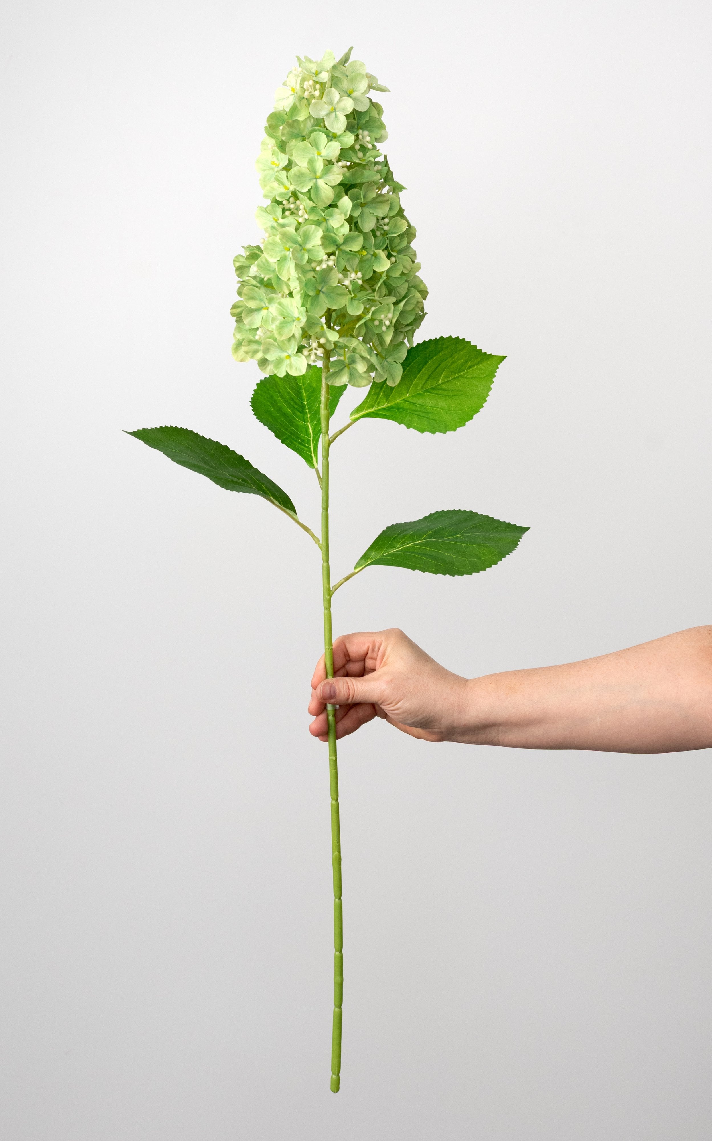 32" Fabric Cone Hydrangea Stem: Green detail photo 3