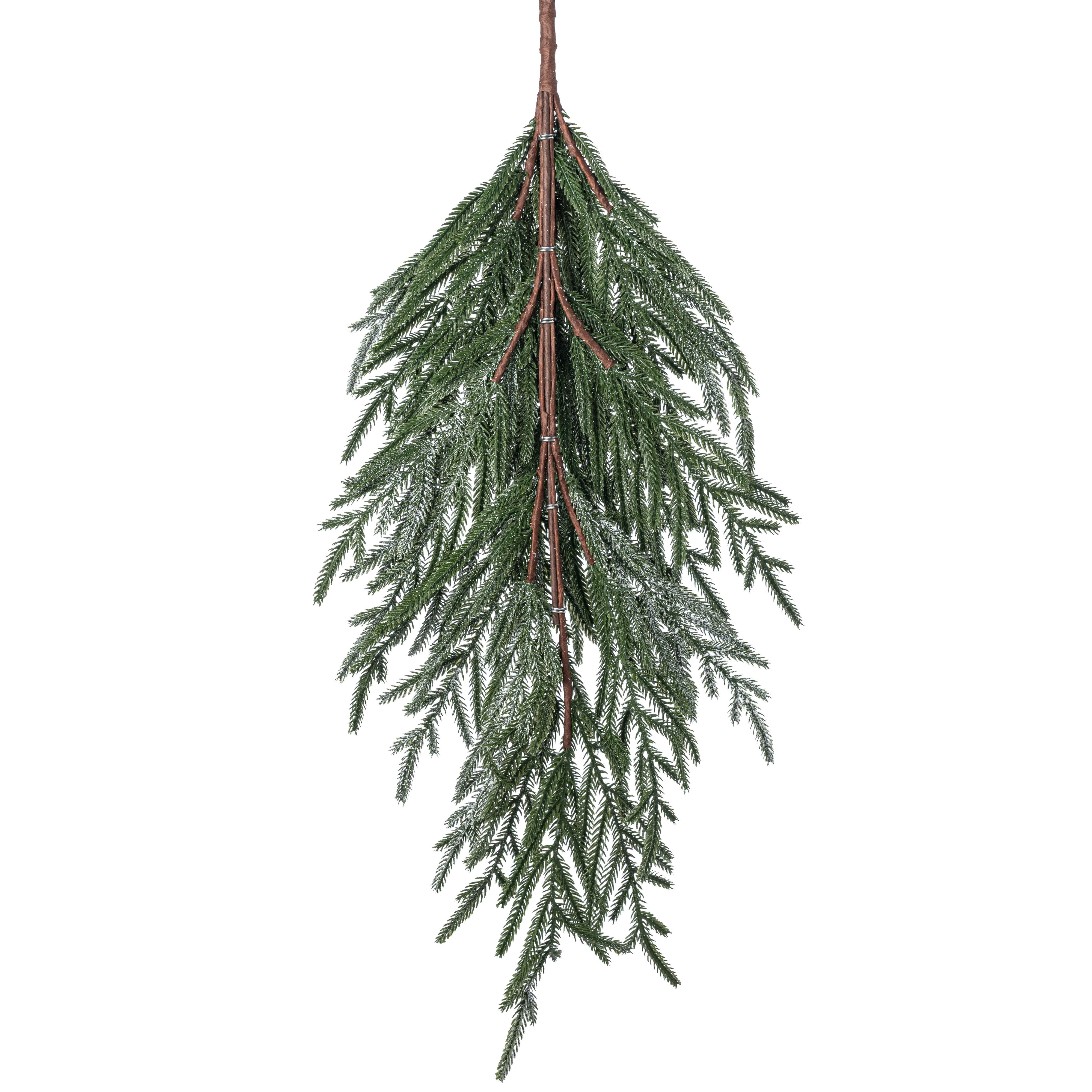 32" Soft Touch Glittered Frost Norfolk Pine Teardrop detail photo 5