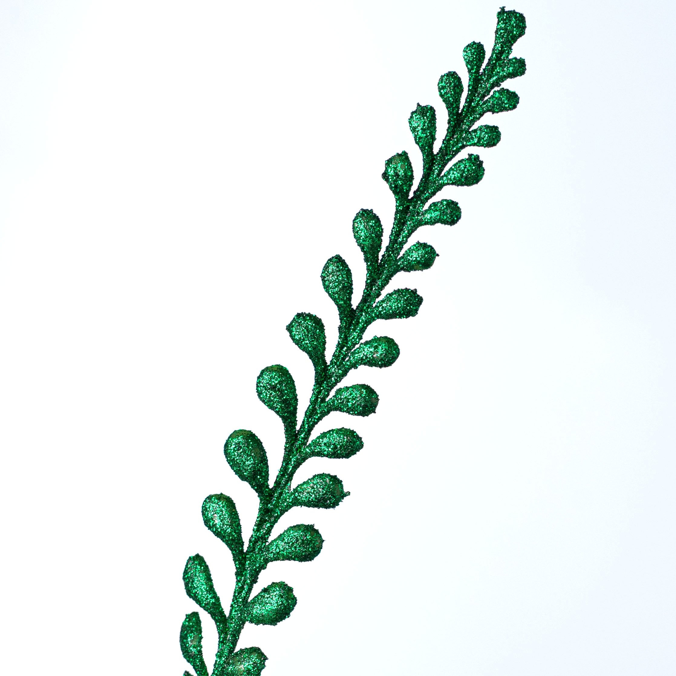 33" Plastic Glitter Button Fern Leaves Spray: Green Lifestyle Photo
