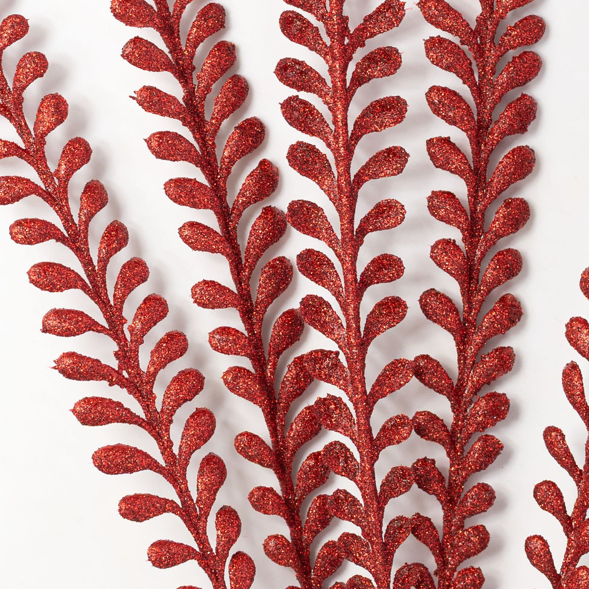33" Plastic Glitter Button Fern Leaves Spray: Red Lifestyle Photo