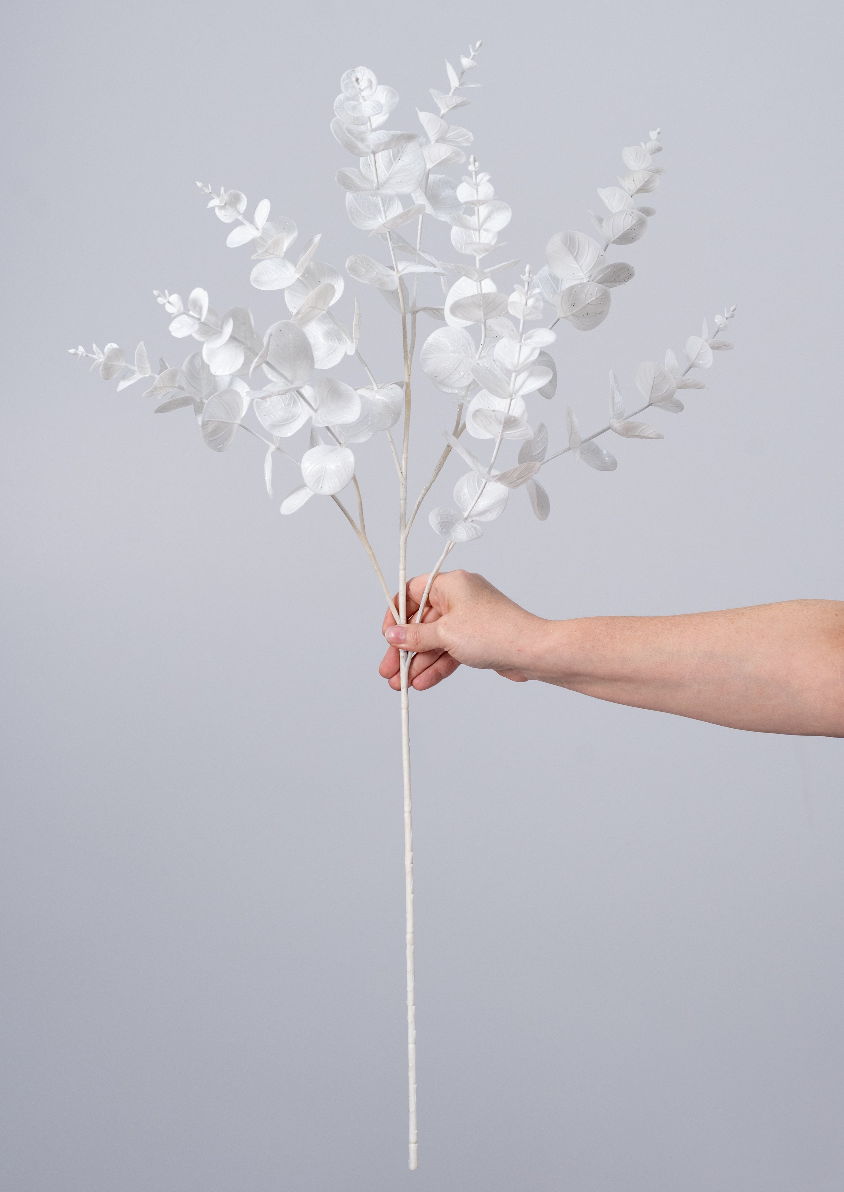 34" Faux Eucalyptus Spray: White detail photo 3