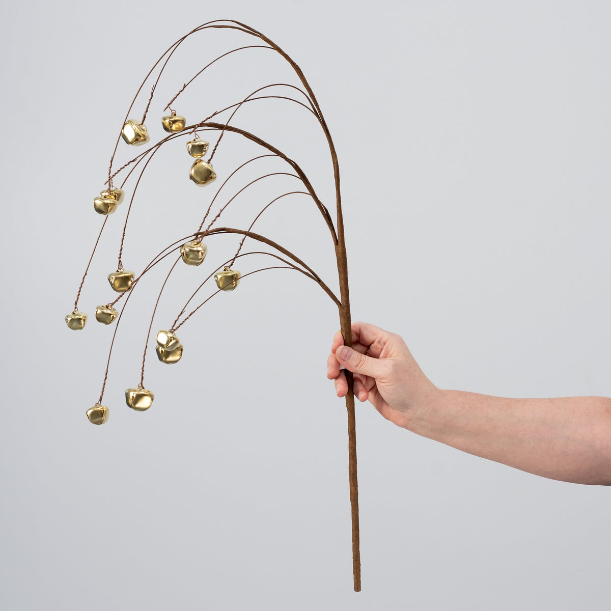 34" Jingle Bell Hanging Spray: Shiny Gold detail photo 3