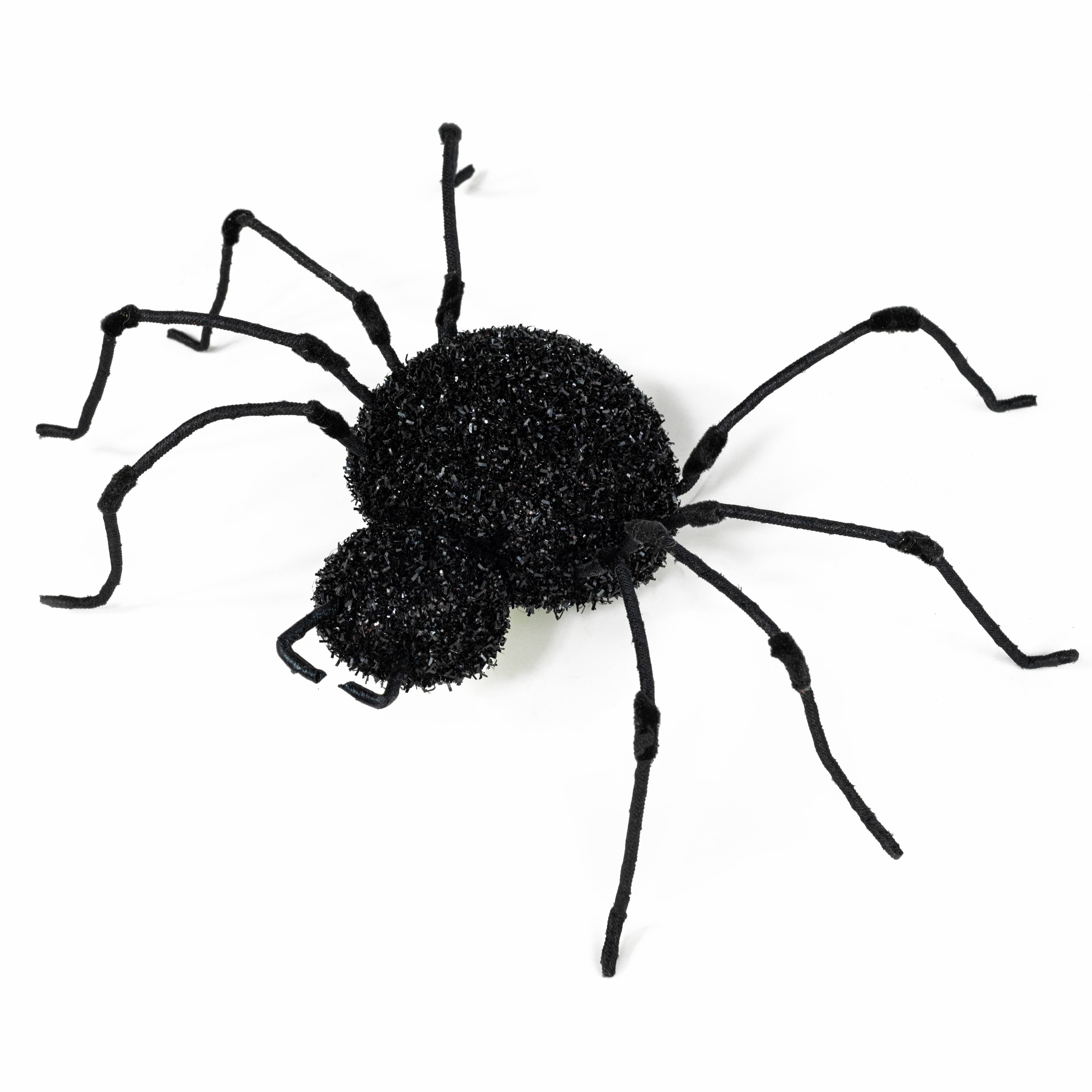 16" Frizzy Tinsel Spider: Black