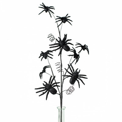 28" Flocked Spider Spray