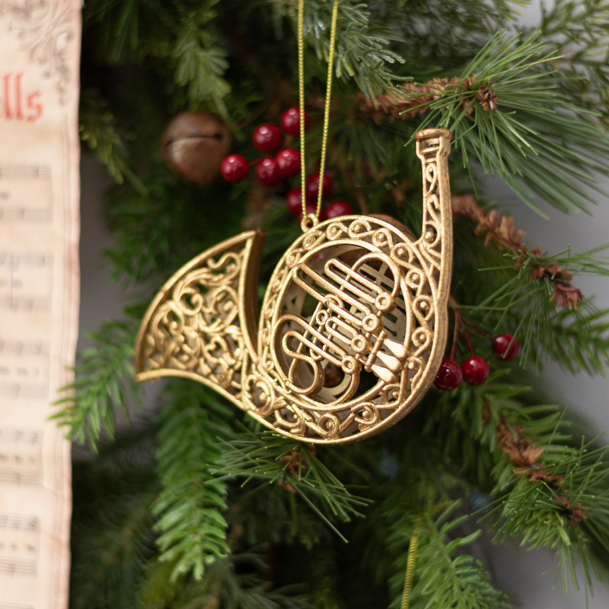 4-7" Musical Instrument Ornaments: Gold (3 Assorted) detail photo 6
