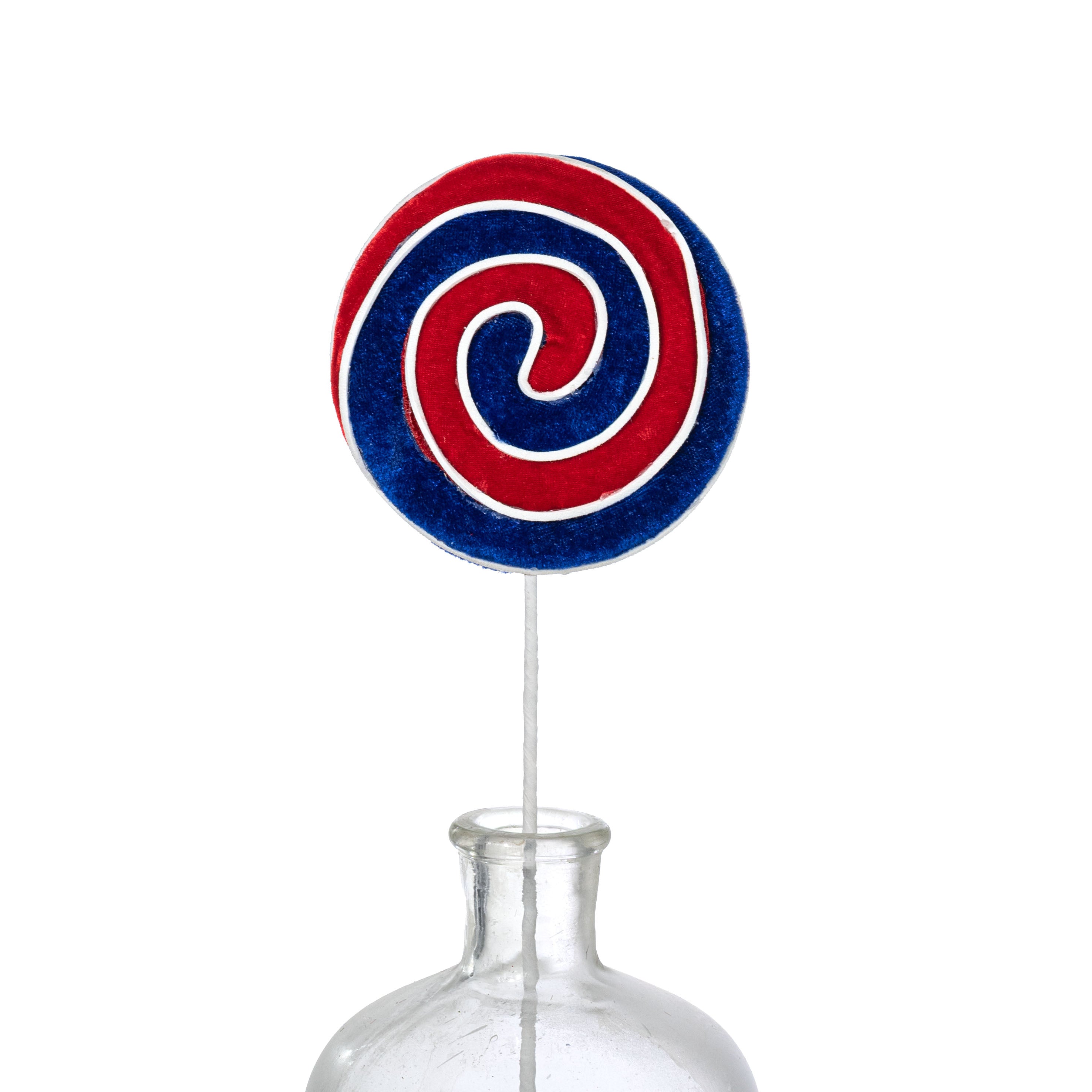 4.75" x 17" Velvet Swirl Lollipop Pick: Red, White & Blue Item Number: 74288RWB