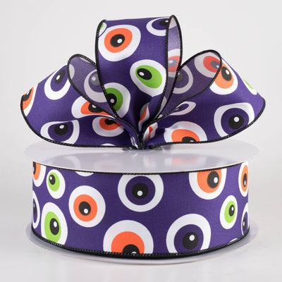 2.5" Big Halloween Eyeballs Ribbon: Purple (50 Yards)