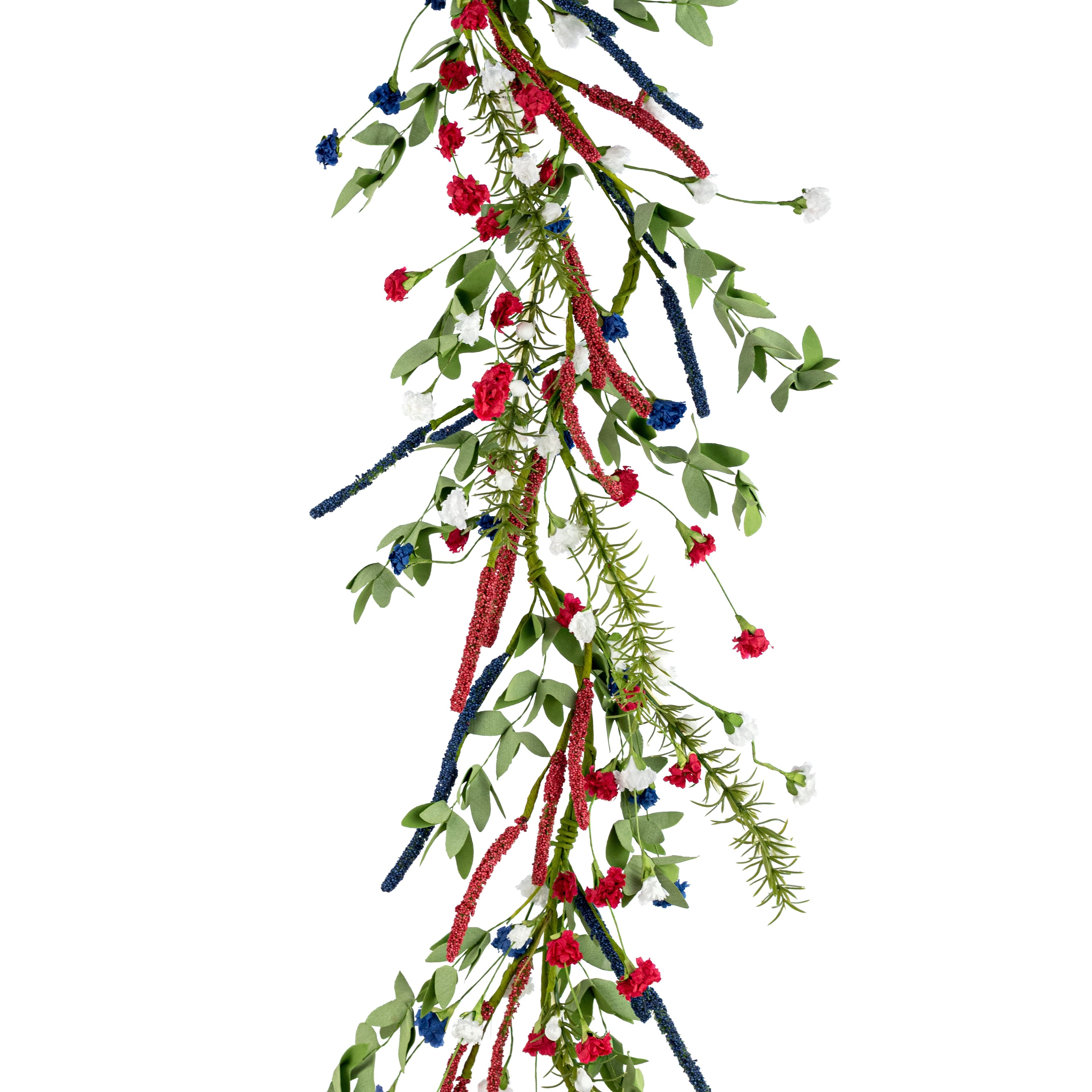 48" Paper Carnation Blossom with Heather Garland: Red, White & Blue Item Number: 550221