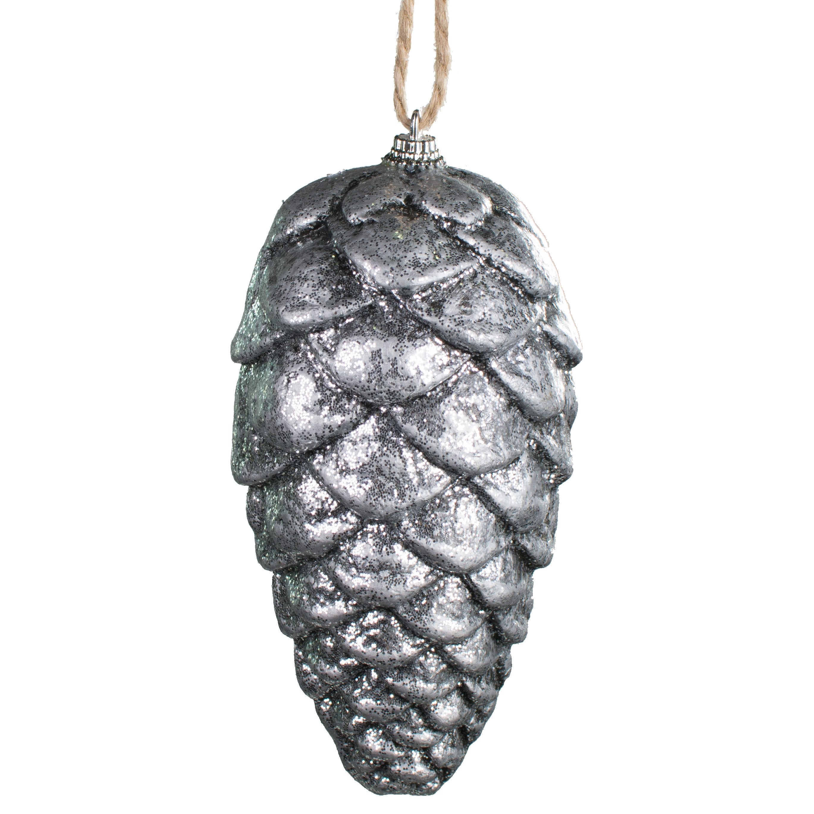 6.5" Rustic Lightweight Ornament: Silver Pinecone Item Number: 2828255SV