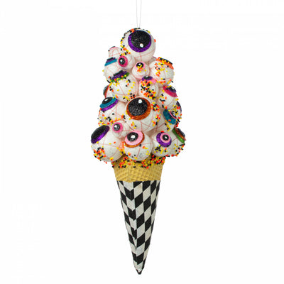 13" EyesCream Ornament: Harlequin Multicolor Eyeballs Ice Cream