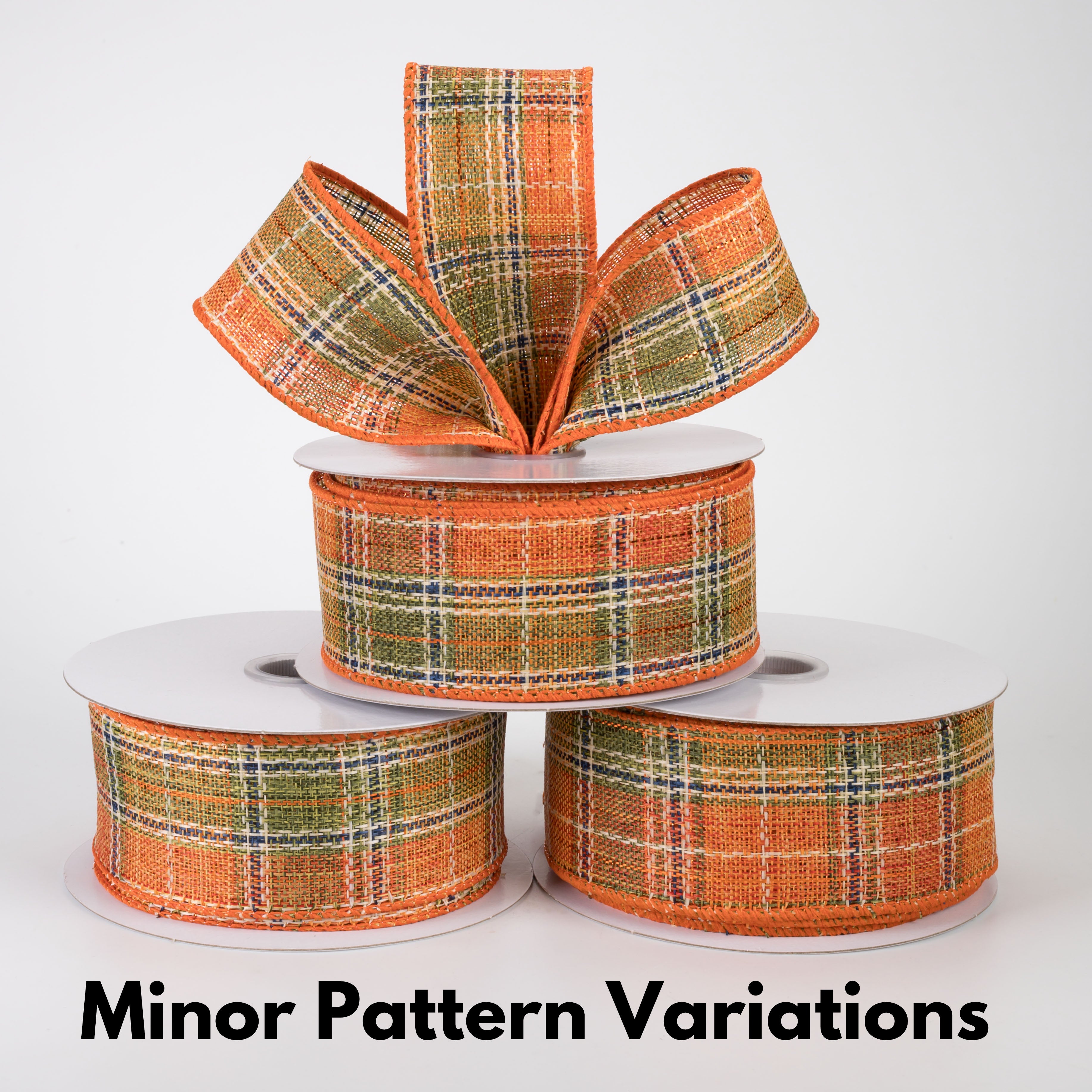 1.5" Coarse Weave Metallic Plaid Ribbon: Fall (10 Yards)