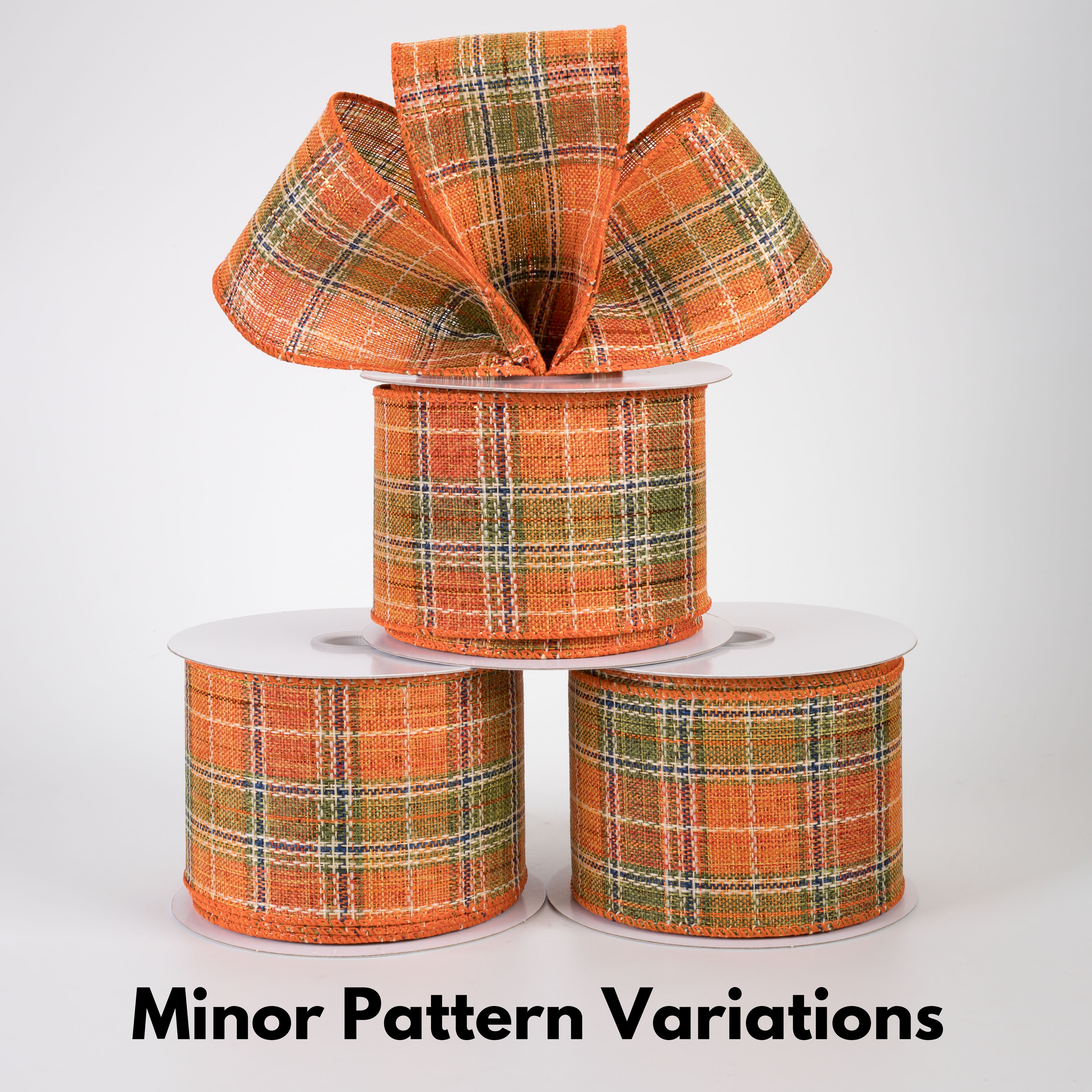 2.5" Coarse Weave Metallic Plaid Ribbon: Fall (10 Yards)