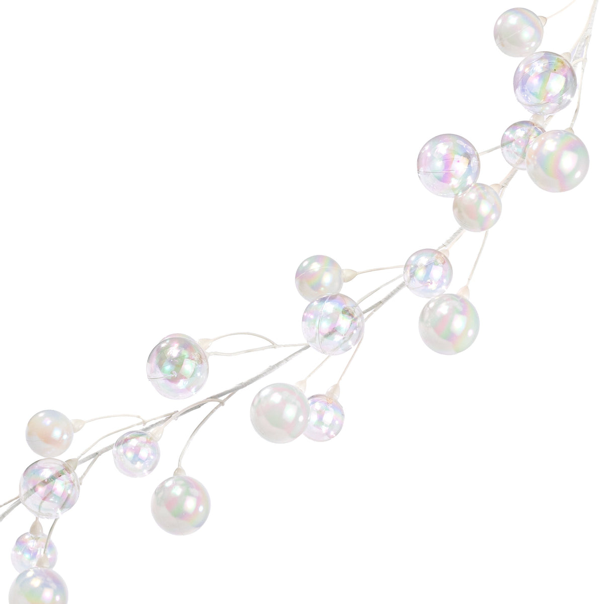 65" Ball Ornament Garland: Pearl White & Iridescent Clear Item Number: 2826146WH