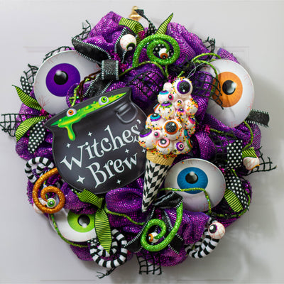 13" EyesCream Ornament: Harlequin Multicolor Eyeballs Ice Cream