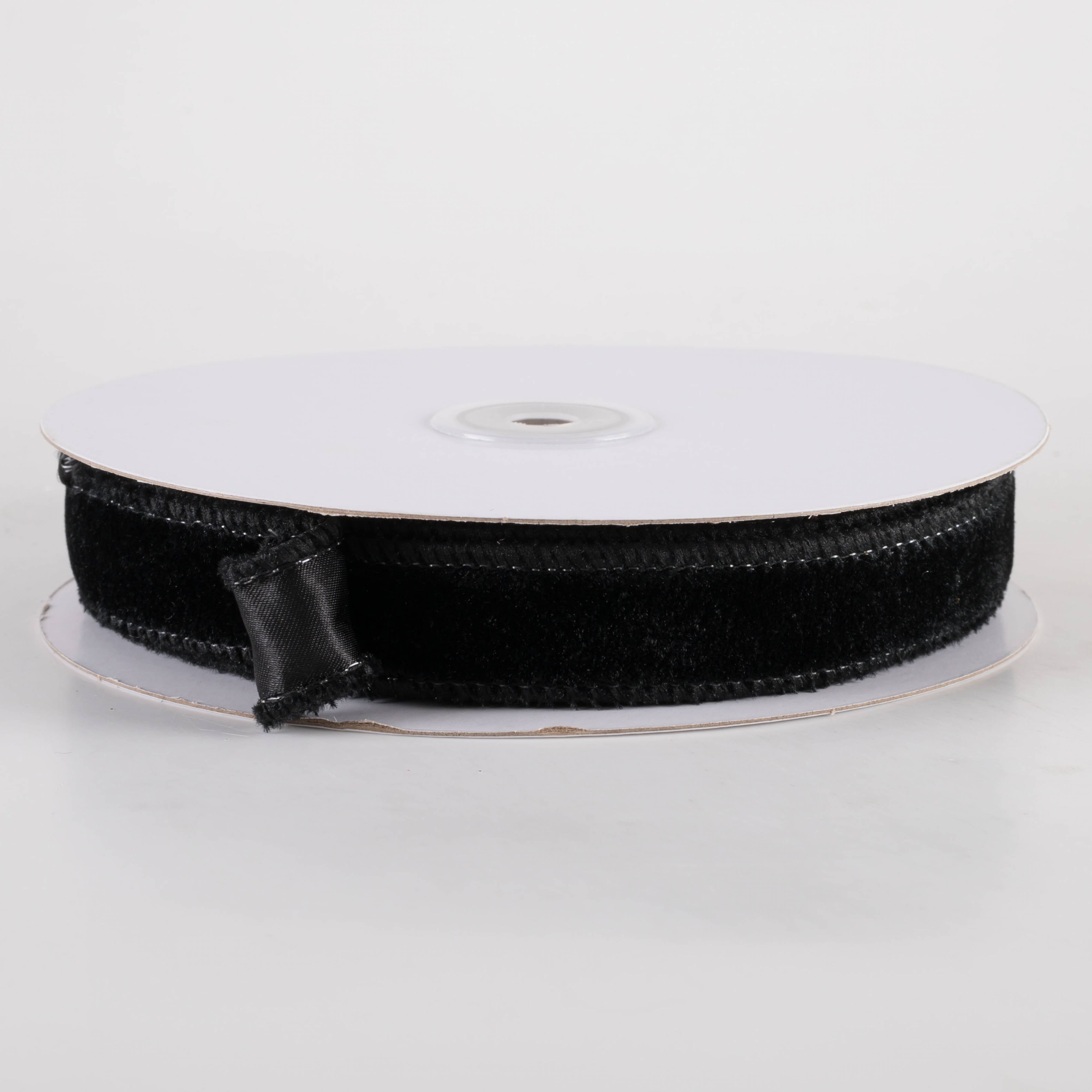 7/8" Deluxe Velvet Satin Backing Ribbon: Black (10 Yards)