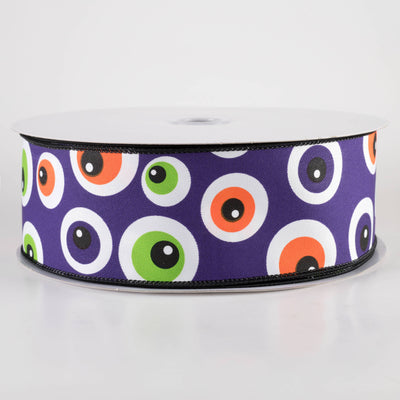 2.5" Big Halloween Eyeballs Ribbon: Purple (50 Yards)