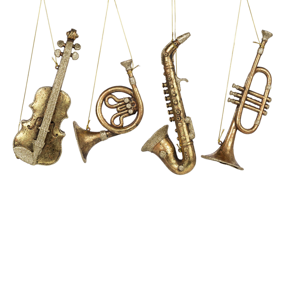 7-11" Musical Instrument Ornaments: Antique Gold (4 Assorted) Item Number: XJ717472