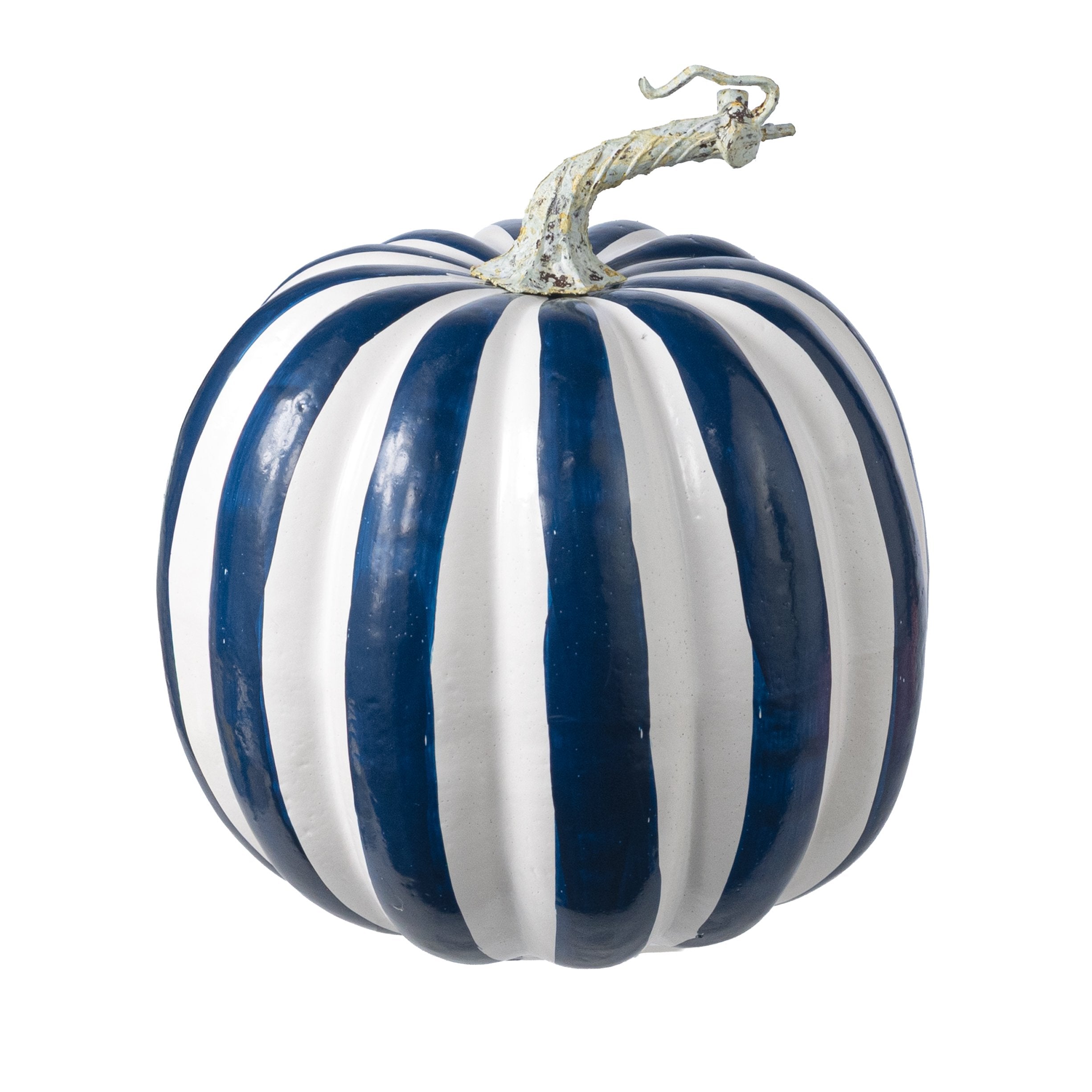 7.5" Striped Foam Pumpkin: Blue & White Item Number: 23066-BLWT