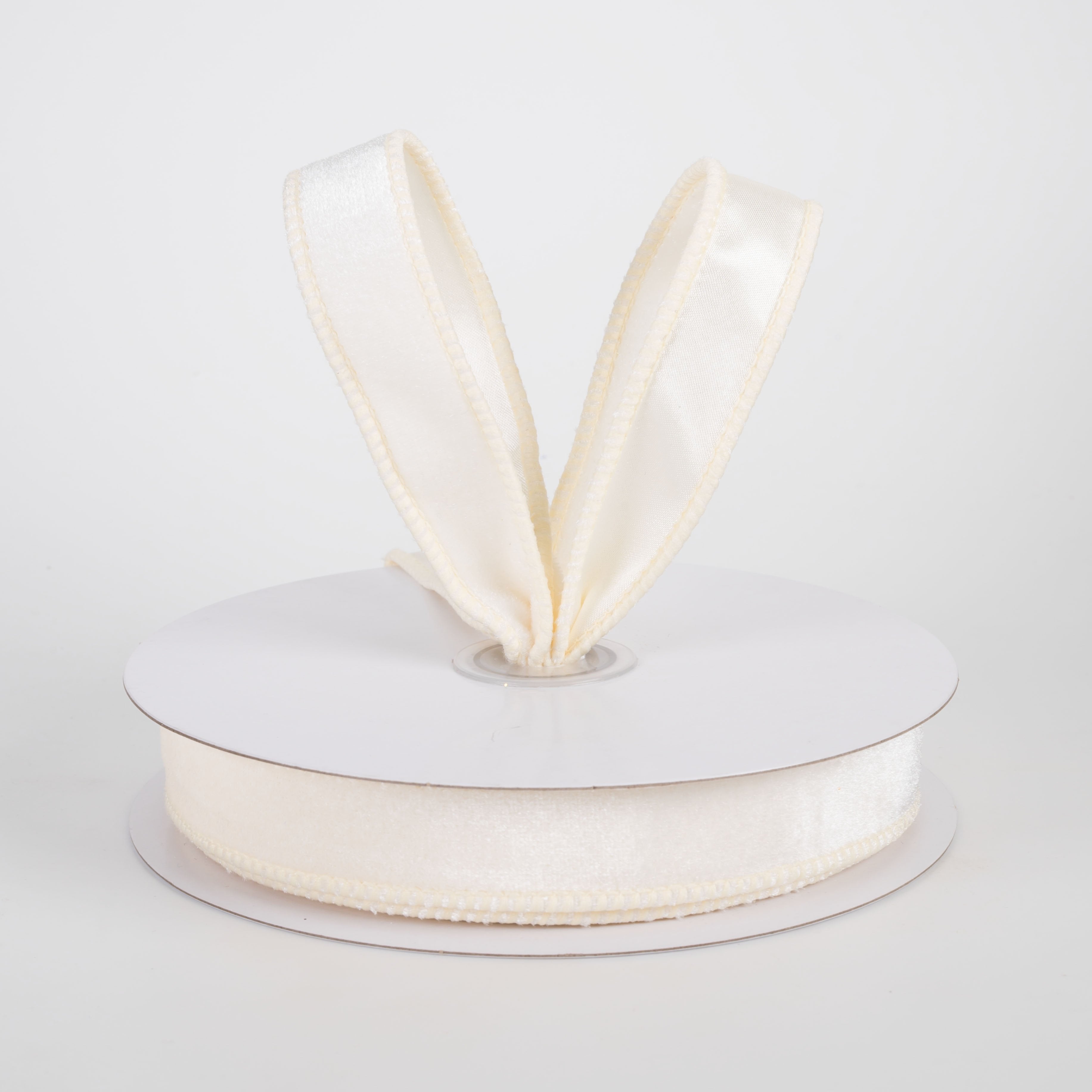 7/8" Deluxe Velvet Satin Backing Ribbon: Cream (10 Yards) Lifestyle Photo